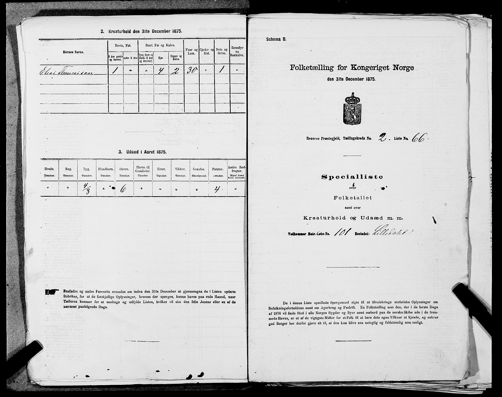 SAST, Folketelling 1875 for 1142P Rennesøy prestegjeld, 1875, s. 276