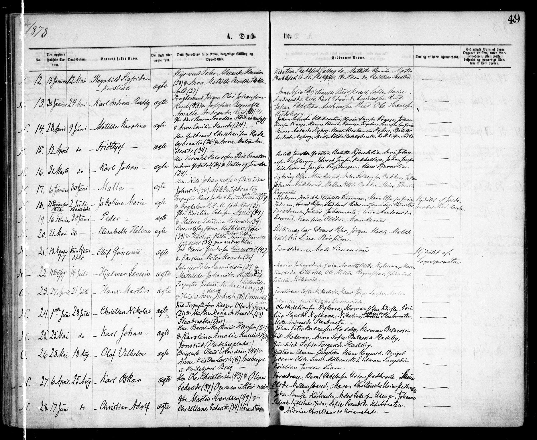 Nesodden prestekontor Kirkebøker, AV/SAO-A-10013/F/Fa/L0008: Ministerialbok nr. I 8, 1869-1879, s. 49