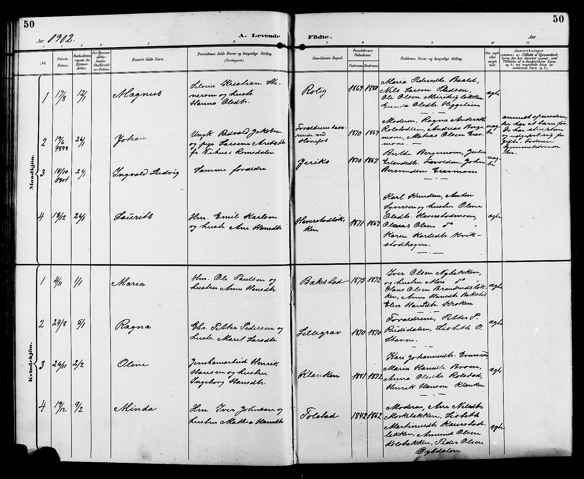 Sør-Fron prestekontor, AV/SAH-PREST-010/H/Ha/Hab/L0004: Klokkerbok nr. 4, 1896-1911, s. 50