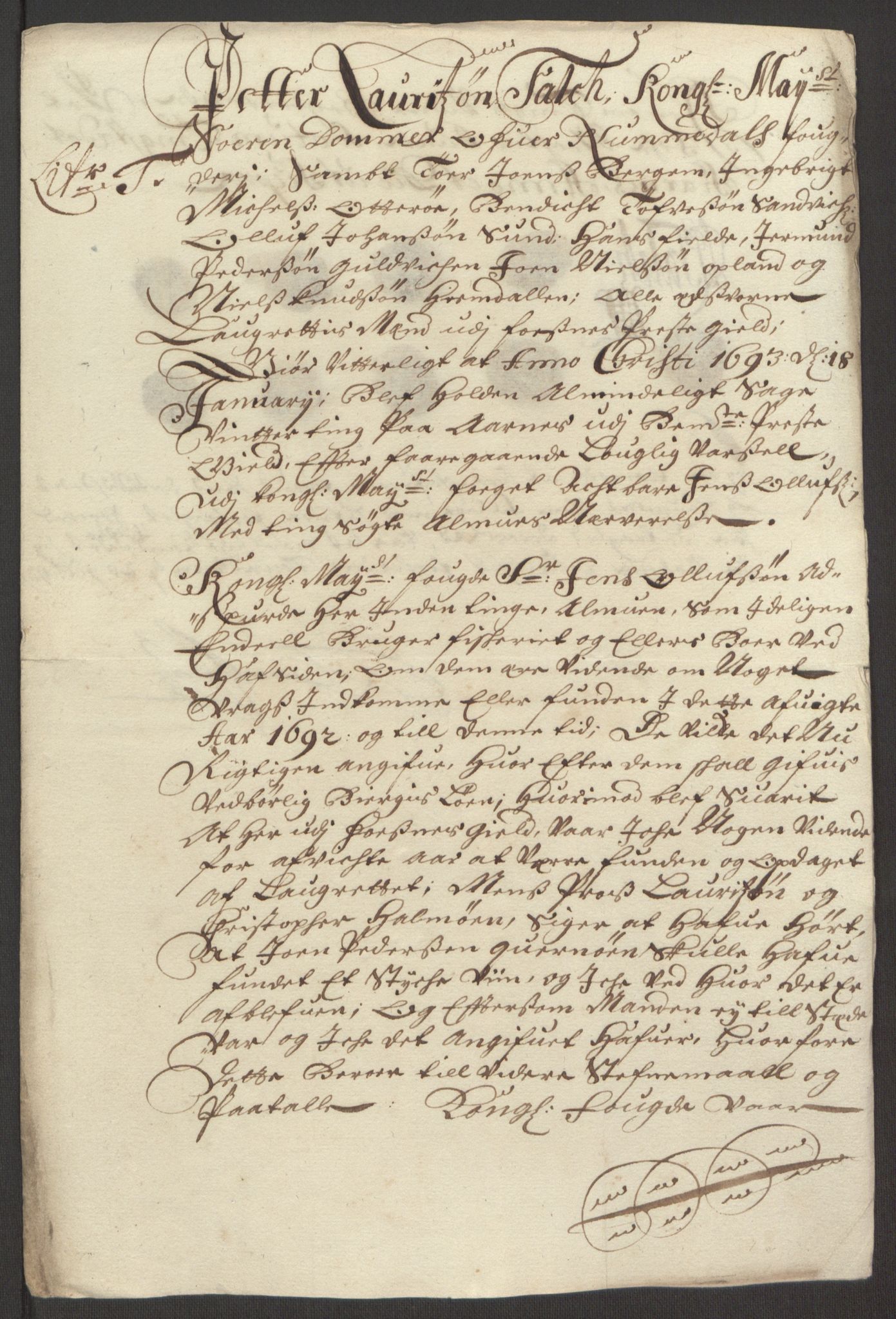 Rentekammeret inntil 1814, Reviderte regnskaper, Fogderegnskap, AV/RA-EA-4092/R64/L4424: Fogderegnskap Namdal, 1692-1695, s. 128