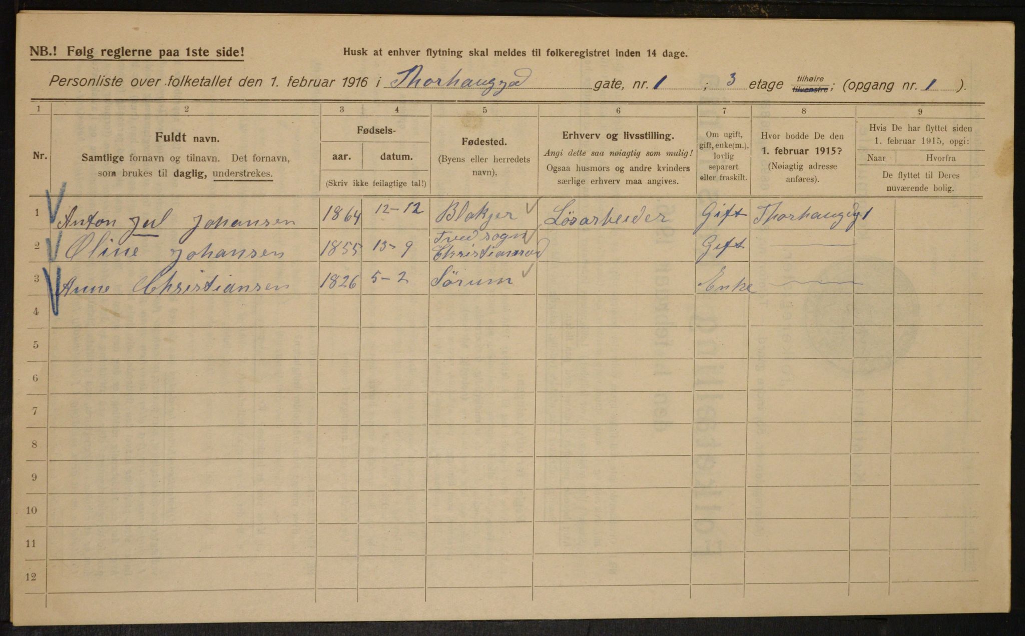 OBA, Kommunal folketelling 1.2.1916 for Kristiania, 1916, s. 117631