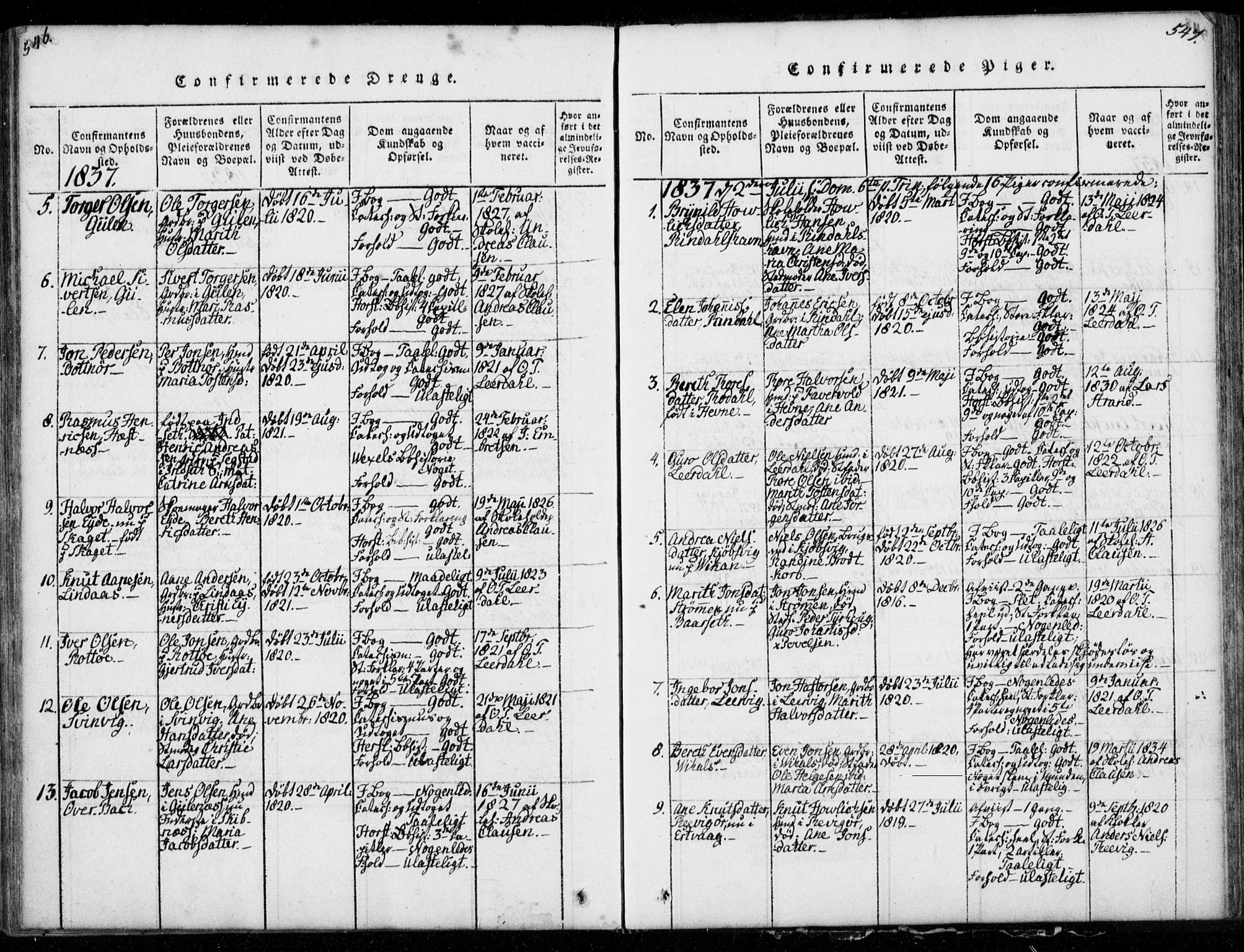 Ministerialprotokoller, klokkerbøker og fødselsregistre - Møre og Romsdal, AV/SAT-A-1454/578/L0903: Ministerialbok nr. 578A02, 1819-1838, s. 546-547