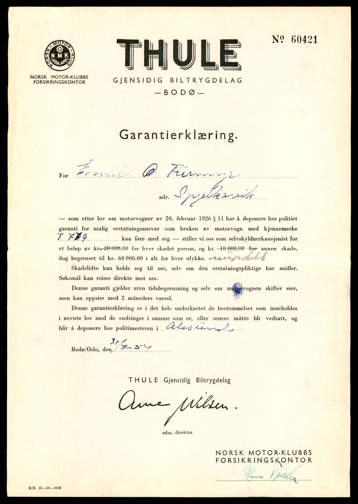 Møre og Romsdal vegkontor - Ålesund trafikkstasjon, SAT/A-4099/F/Fe/L0008: Registreringskort for kjøretøy T 747 - T 894, 1927-1998, s. 1035