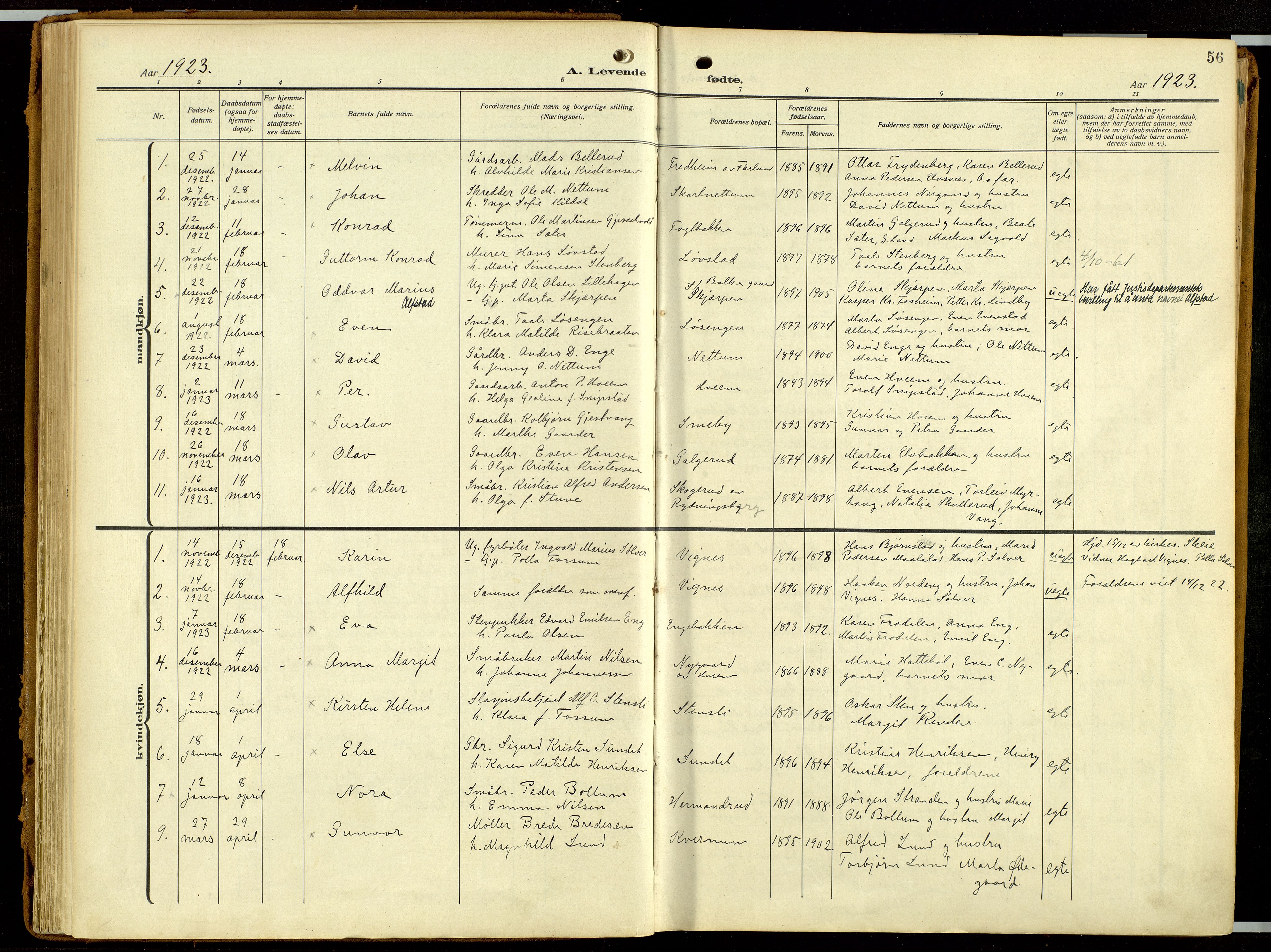 Balke prestekontor, AV/SAH-PREST-106/H/Ha/Haa/L0001: Ministerialbok nr. 1, 1914-1932, s. 56