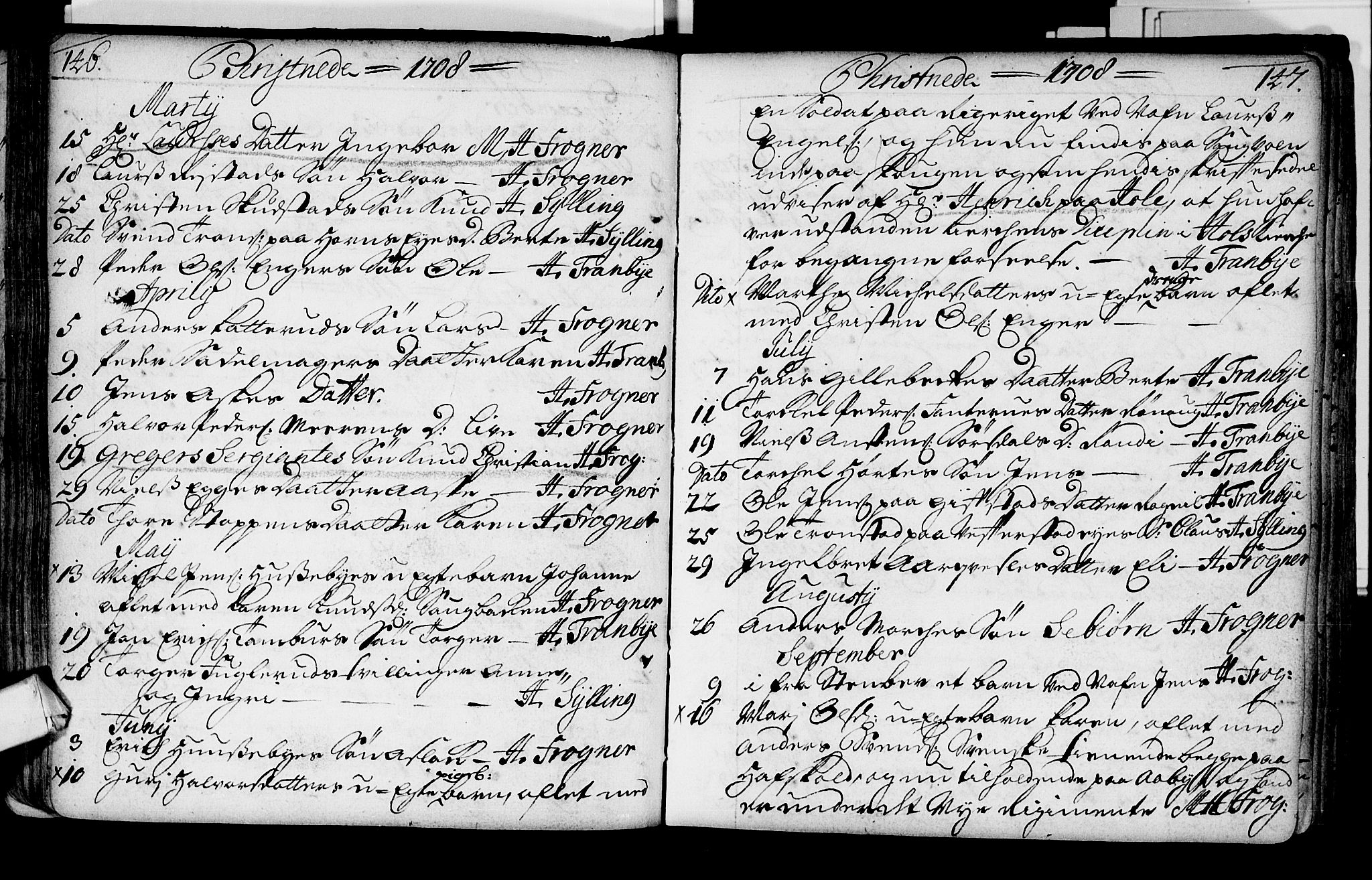 Lier kirkebøker, AV/SAKO-A-230/F/Fa/L0002: Ministerialbok nr. I 2, 1701-1726, s. 146-147