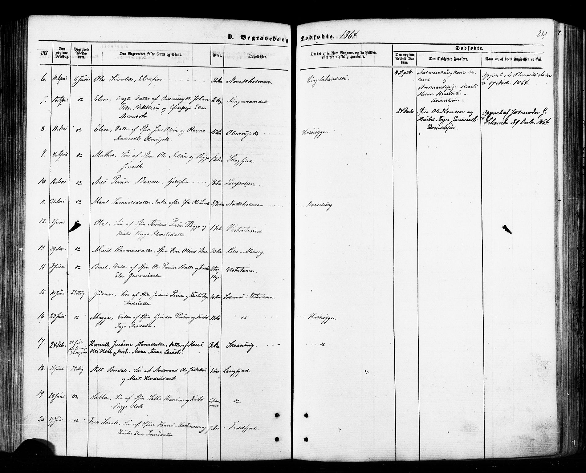 Tana sokneprestkontor, AV/SATØ-S-1334/H/Ha/L0002kirke: Ministerialbok nr. 2 /1, 1861-1877, s. 239