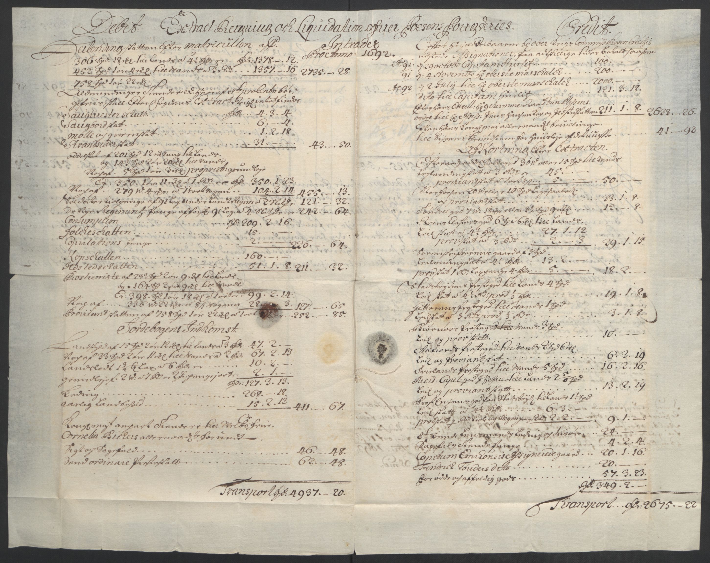 Rentekammeret inntil 1814, Reviderte regnskaper, Fogderegnskap, AV/RA-EA-4092/R57/L3849: Fogderegnskap Fosen, 1692-1693, s. 9