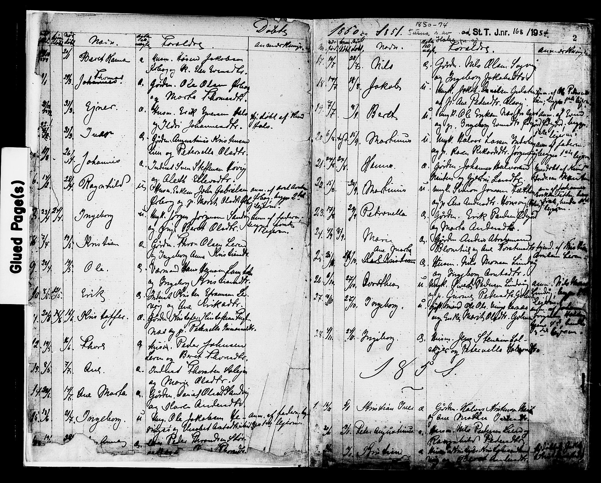 Ministerialprotokoller, klokkerbøker og fødselsregistre - Møre og Romsdal, AV/SAT-A-1454/577/L0894: Ministerialbok nr. 577A01, 1850-1874, s. 2