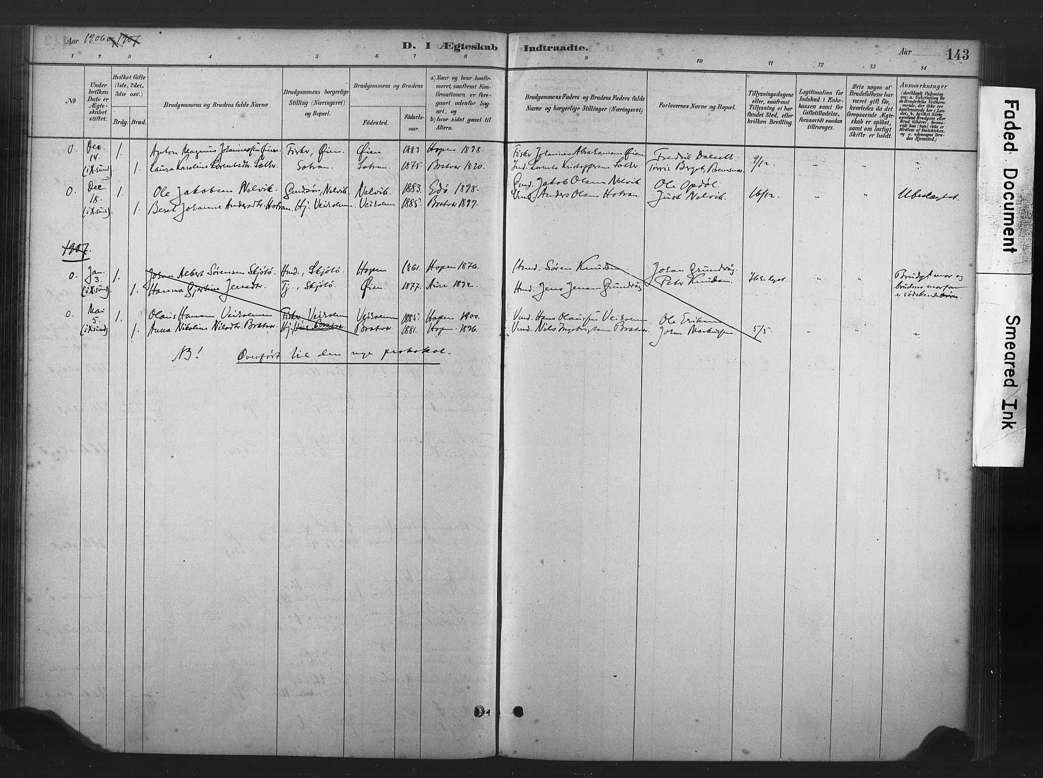 Ministerialprotokoller, klokkerbøker og fødselsregistre - Møre og Romsdal, AV/SAT-A-1454/583/L0954: Ministerialbok nr. 583A01, 1880-1906, s. 143