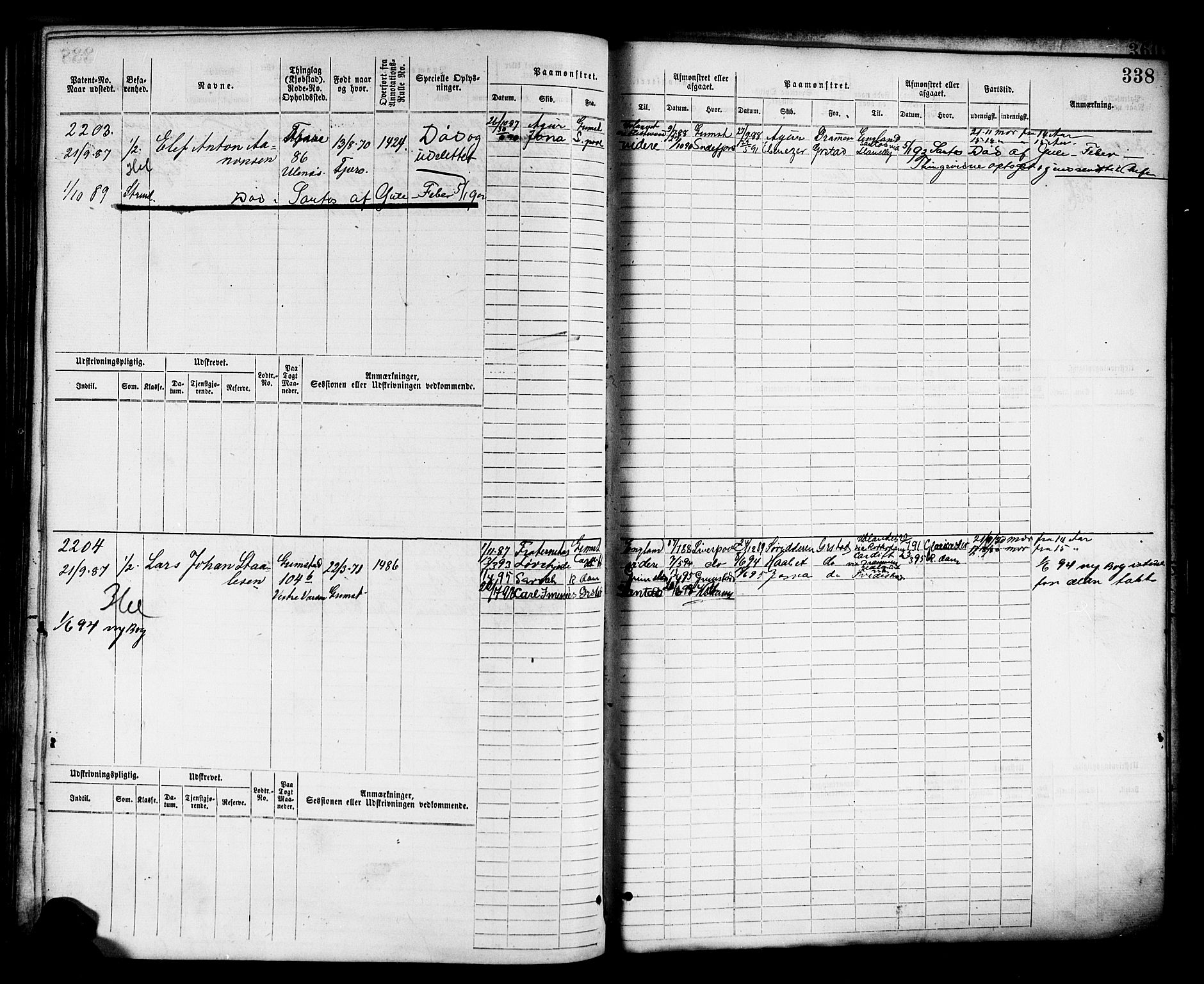 Grimstad mønstringskrets, AV/SAK-2031-0013/F/Fb/L0011: Hovedrulle nr 1529-2290, V-24, 1877-1889, s. 345