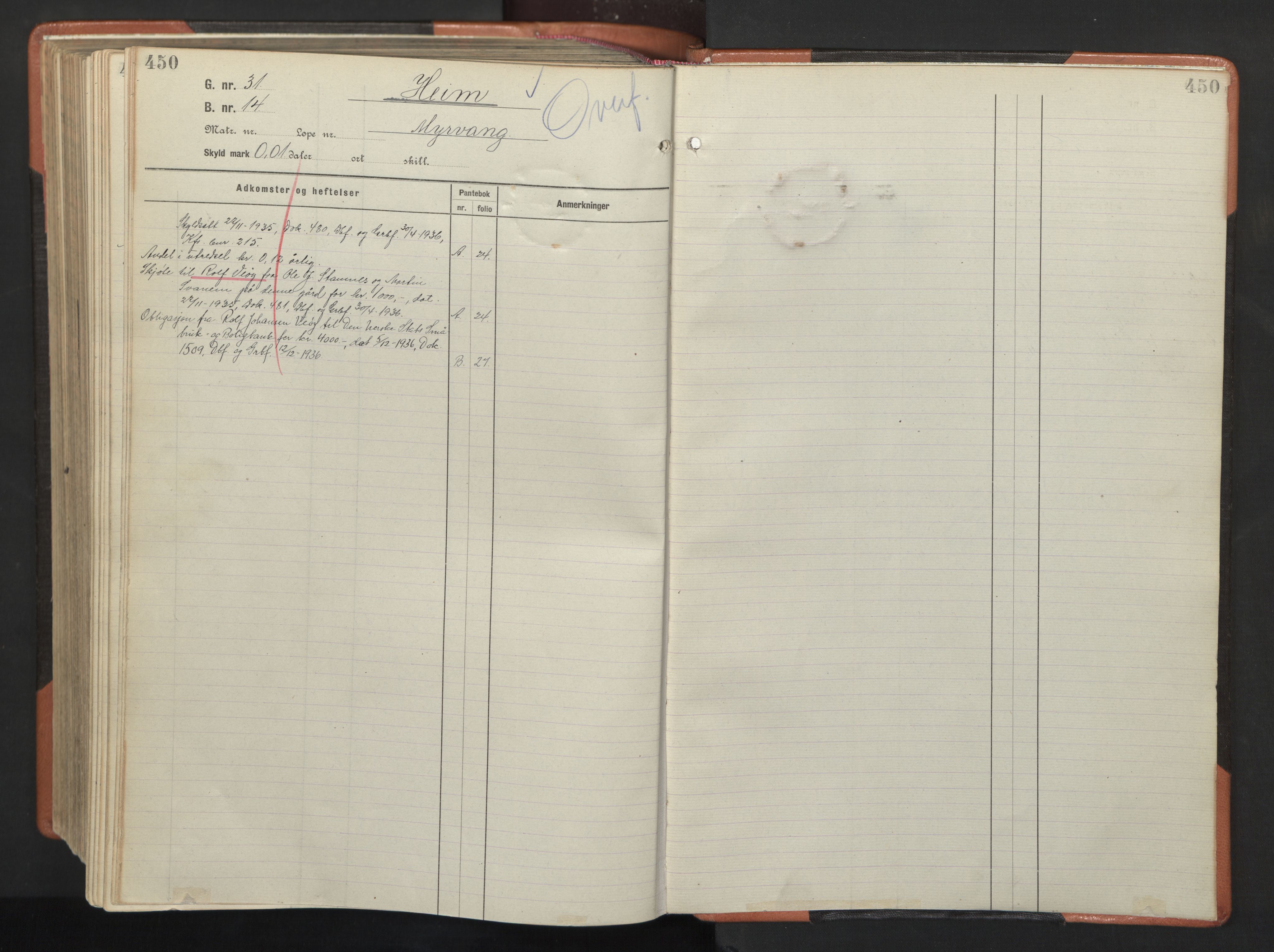 Hitra sorenskriveri, AV/SAT-A-0018/2/2A/L0025: Panteregister nr. 25, s. 450
