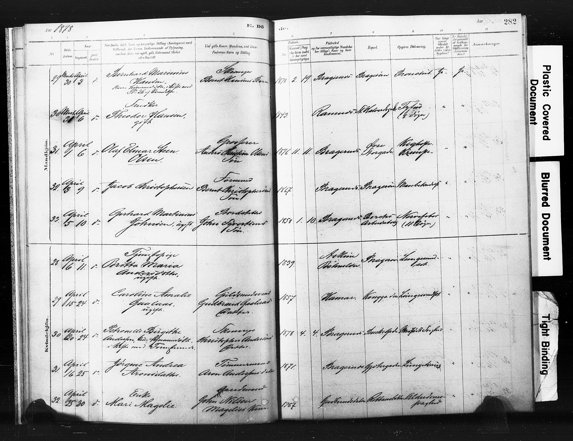 Bragernes kirkebøker, AV/SAKO-A-6/F/Fb/L0006b: Ministerialbok nr. II 6B, 1878-1885, s. 282