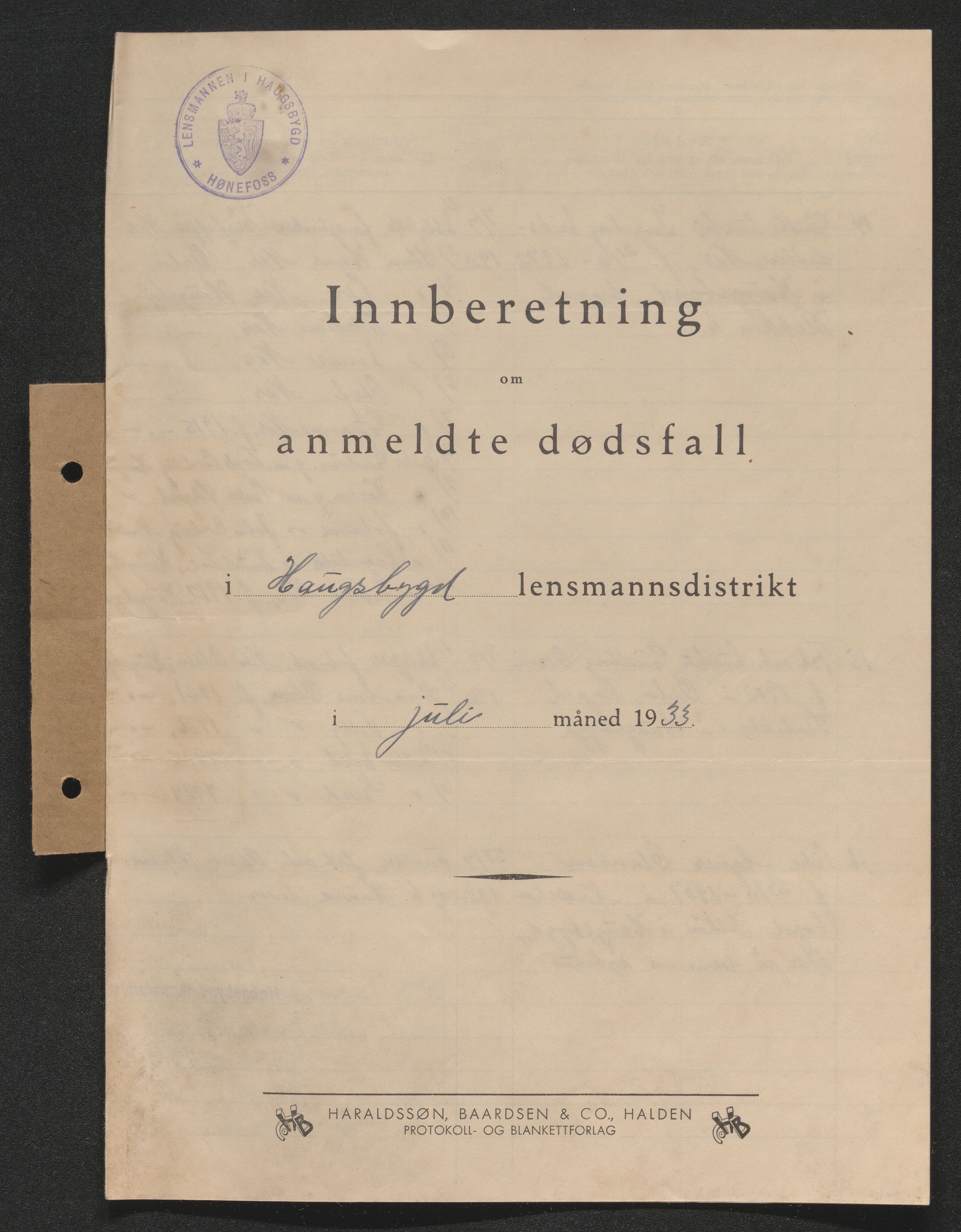 Ringerike sorenskriveri, AV/SAKO-A-105/H/Ha/Hab/L0017: Dødsfallslister Haugsbygd, 1931-1940