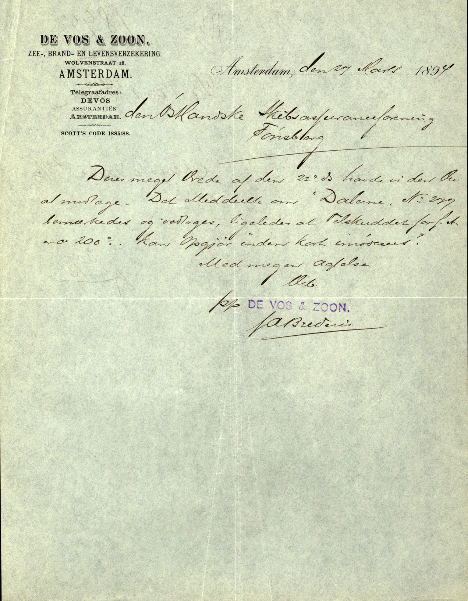 Pa 63 - Østlandske skibsassuranceforening, VEMU/A-1079/G/Ga/L0030/0008: Havaridokumenter / Skjoldmoen, Dalerne, Union, 1894, s. 57