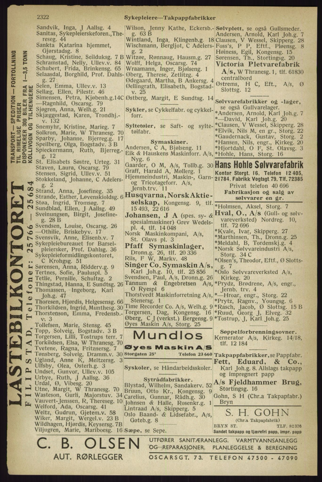 Kristiania/Oslo adressebok, PUBL/-, 1933, s. 2322