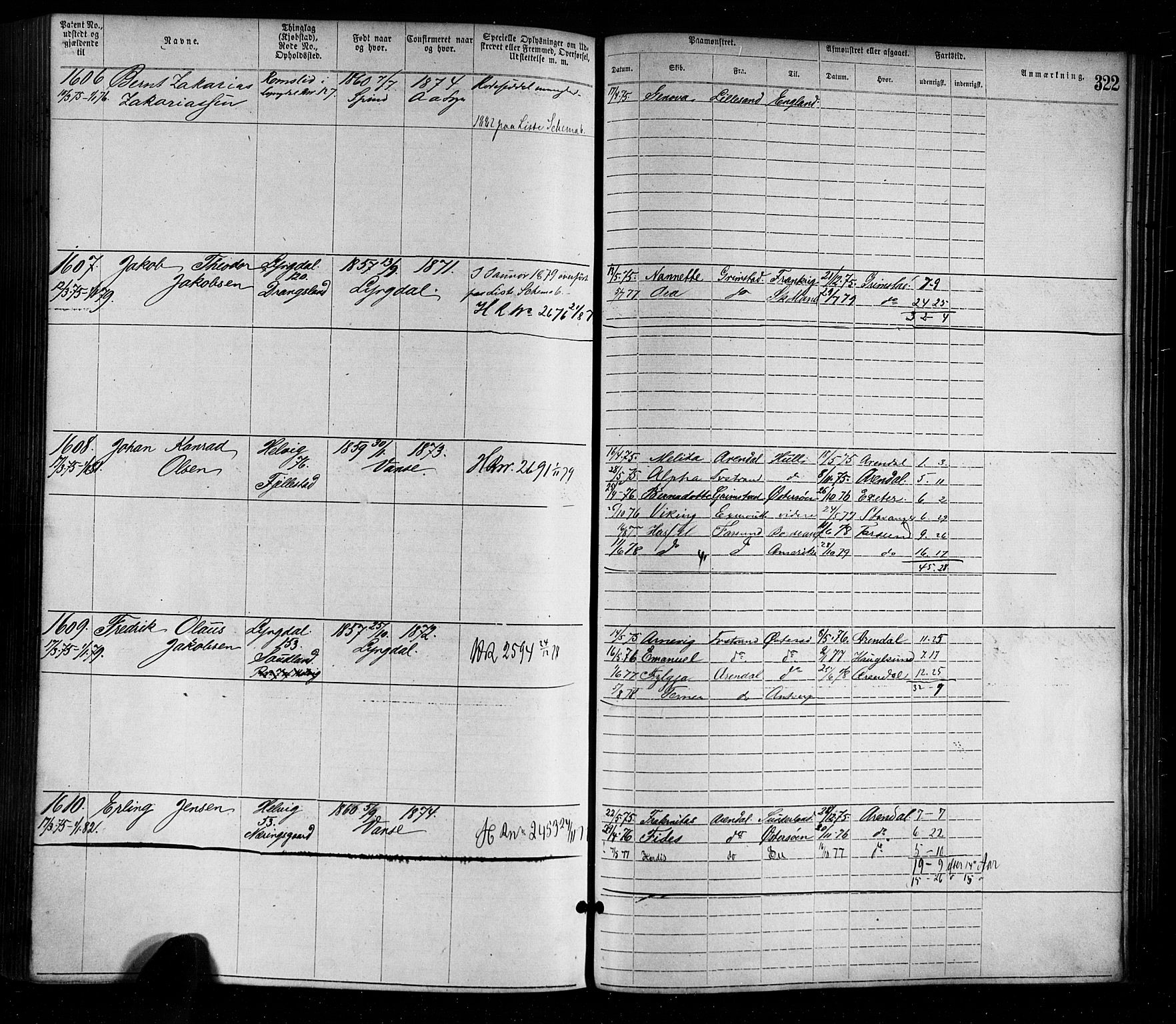 Farsund mønstringskrets, AV/SAK-2031-0017/F/Fa/L0001: Annotasjonsrulle nr 1-1920 med register, M-1, 1869-1877, s. 354