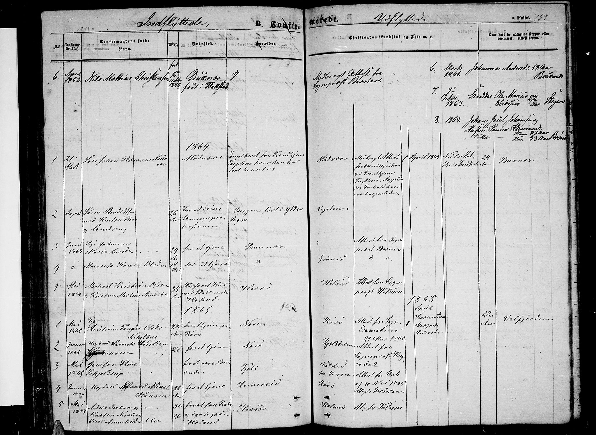 Ministerialprotokoller, klokkerbøker og fødselsregistre - Nordland, SAT/A-1459/816/L0251: Klokkerbok nr. 816C01, 1852-1870, s. 157