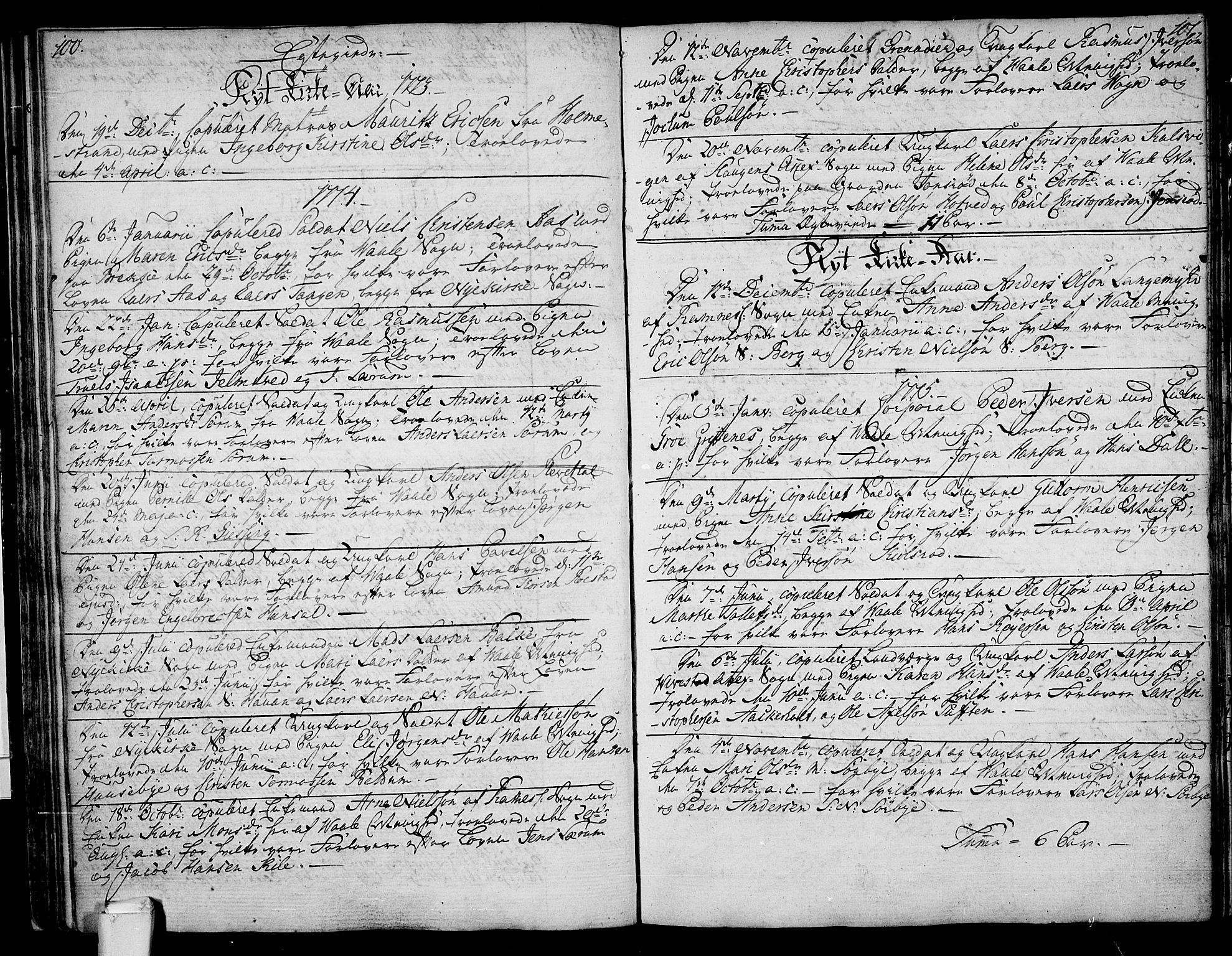 Våle kirkebøker, AV/SAKO-A-334/F/Fa/L0005: Ministerialbok nr. I 5, 1773-1808, s. 100-101