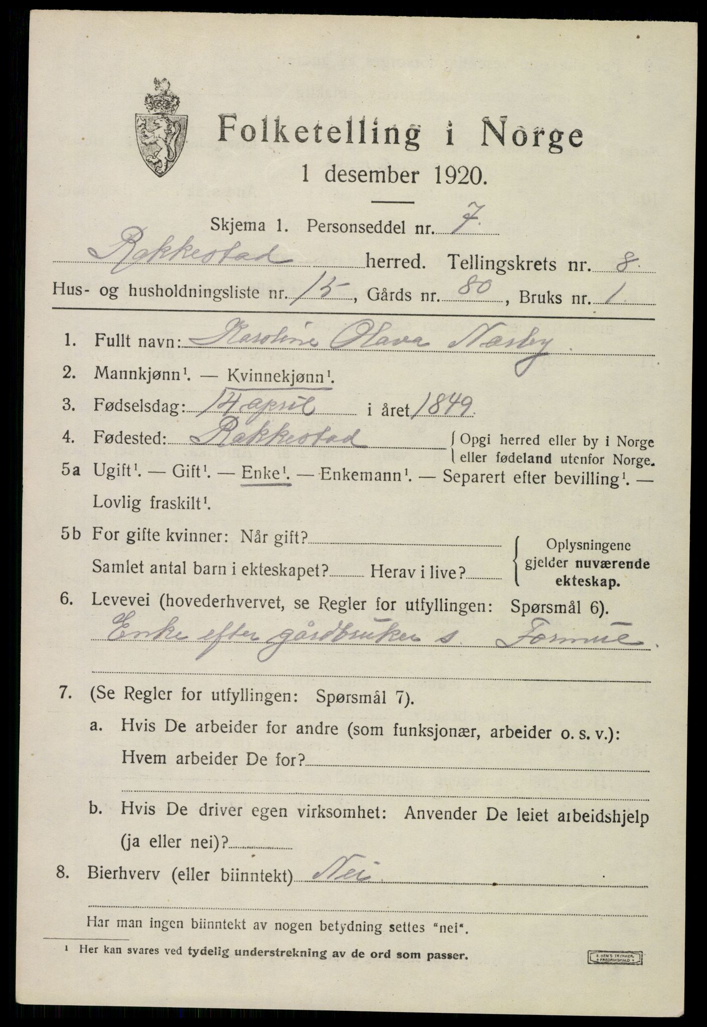 SAO, Folketelling 1920 for 0128 Rakkestad herred, 1920, s. 7413