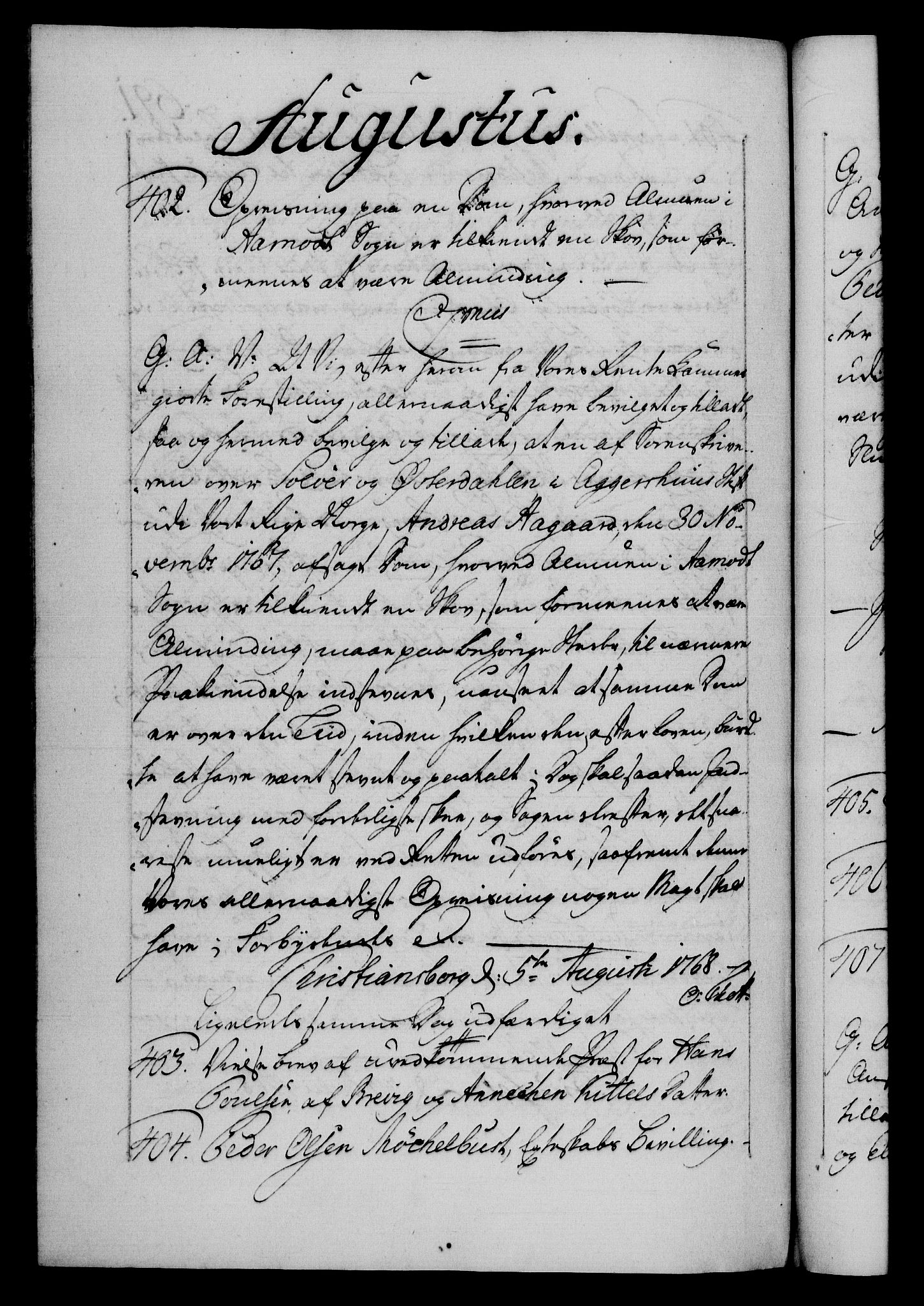 Danske Kanselli 1572-1799, RA/EA-3023/F/Fc/Fca/Fcaa/L0043: Norske registre, 1766-1768, s. 691b