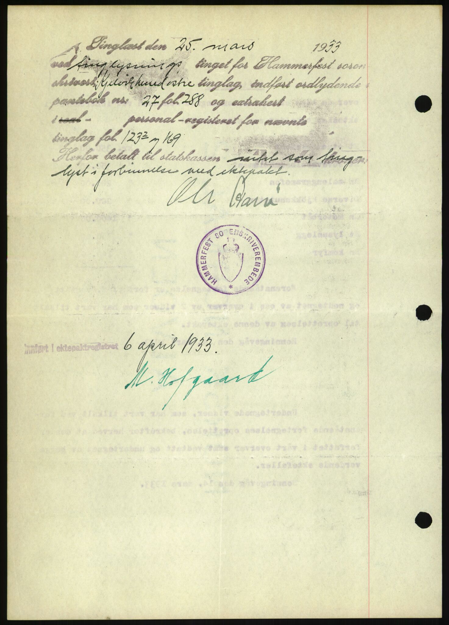 Oslo byskriverembete, AV/SAO-A-10227/2/G/Gb/L0072: Tinglyste ektepakter, Finnmark, bind 1, 1928-1950