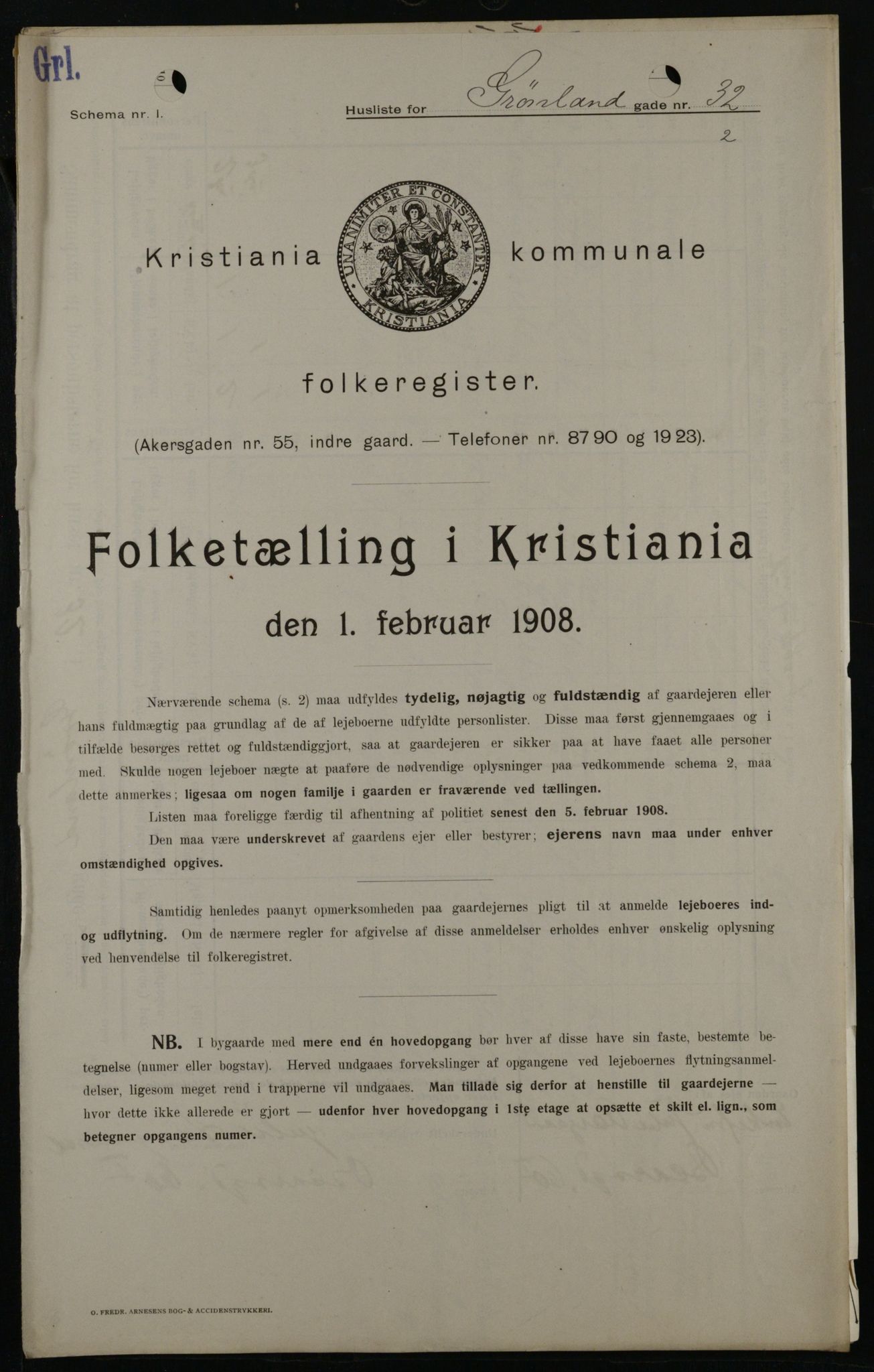 OBA, Kommunal folketelling 1.2.1908 for Kristiania kjøpstad, 1908, s. 28453