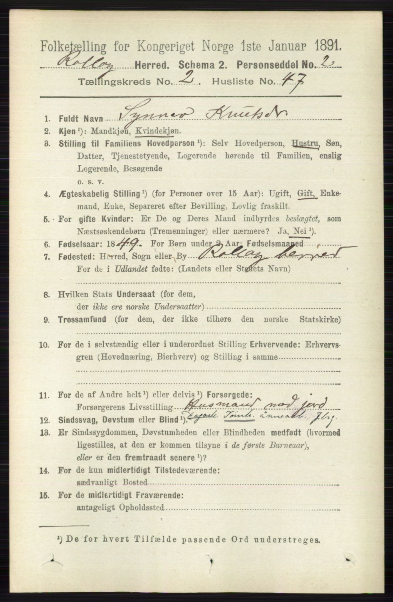 RA, Folketelling 1891 for 0632 Rollag herred, 1891, s. 720