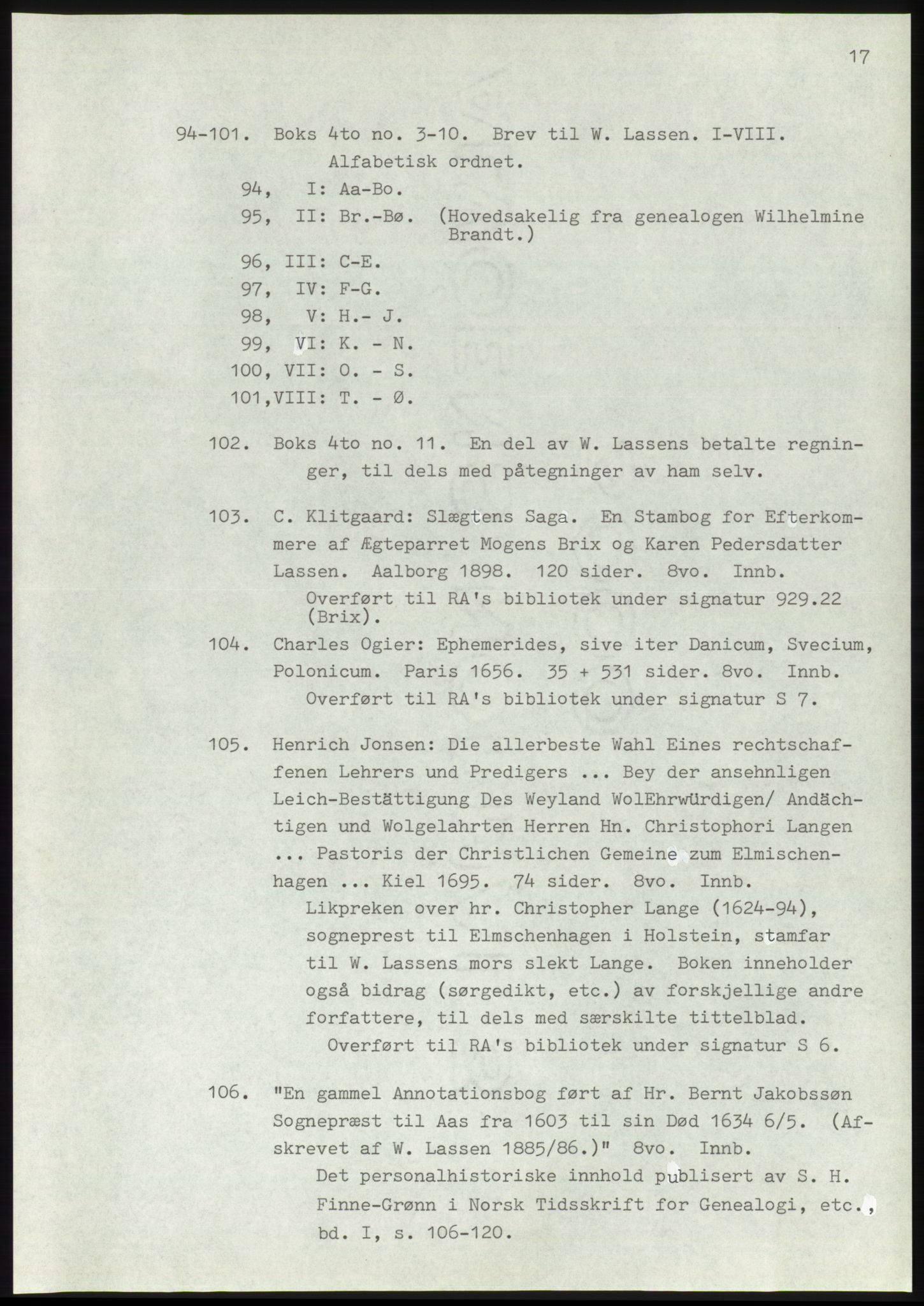 Lassens samlinger, AV/RA-PA-0051, 1500-1907, s. 17