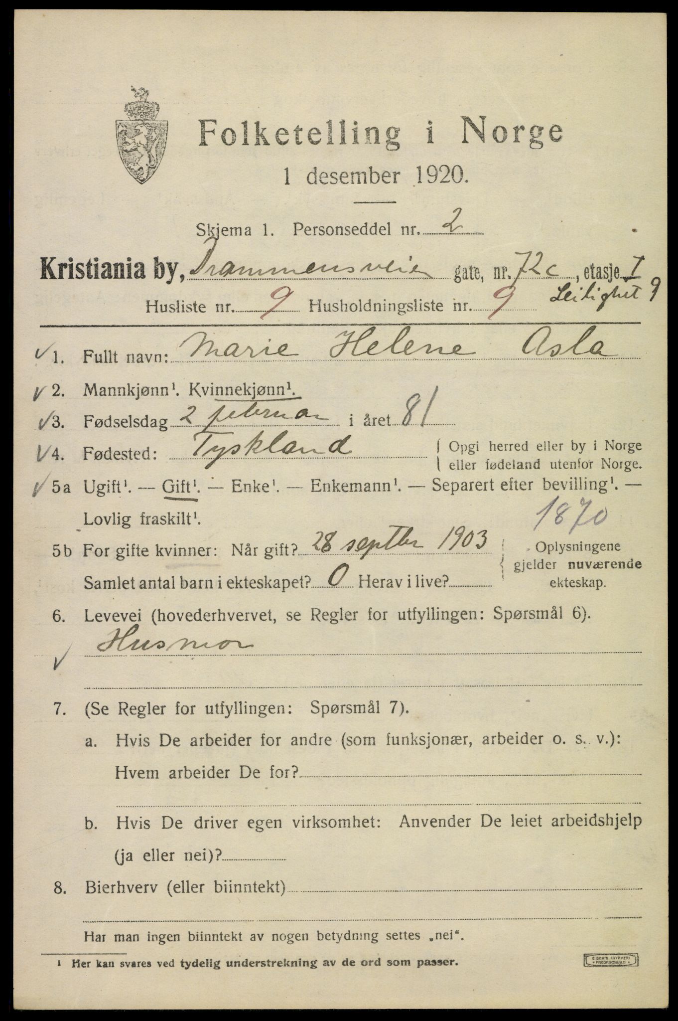 SAO, Folketelling 1920 for 0301 Kristiania kjøpstad, 1920, s. 202455