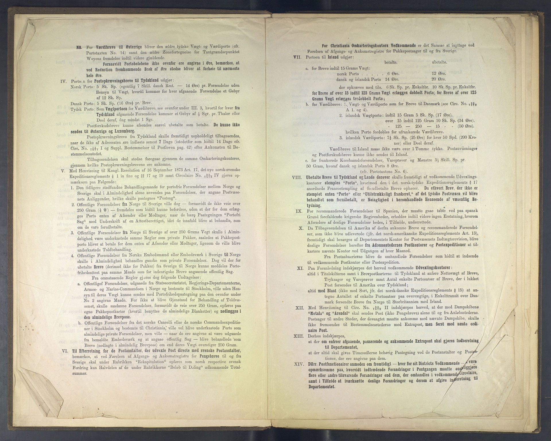 Norges Postmuseums bibliotek, NOPO/-/-/-: Sirkulærer fra Den Kongelige Norske Regjerings Marine- og Postdepartement, 1874