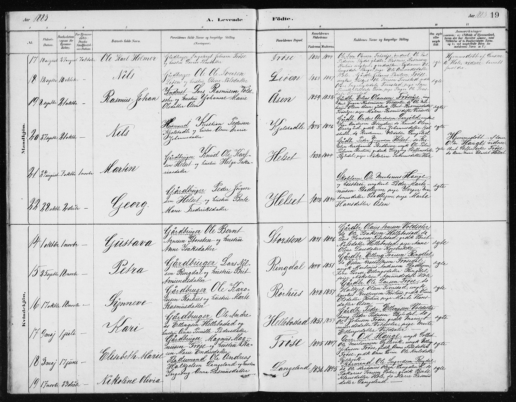 Ministerialprotokoller, klokkerbøker og fødselsregistre - Møre og Romsdal, AV/SAT-A-1454/517/L0230: Klokkerbok nr. 517C03, 1879-1912, s. 19