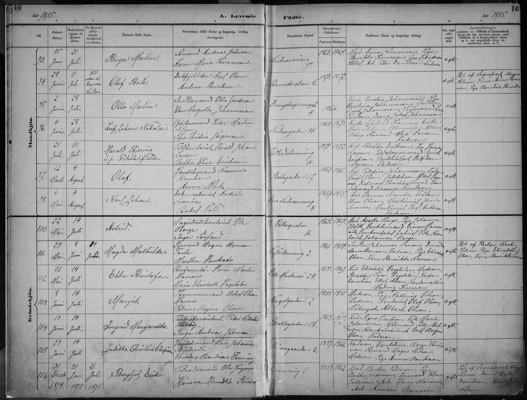 Nykirken Sokneprestembete, AV/SAB-A-77101/H/Haa/L0018: Ministerialbok nr. B 6, 1895-1903, s. 16