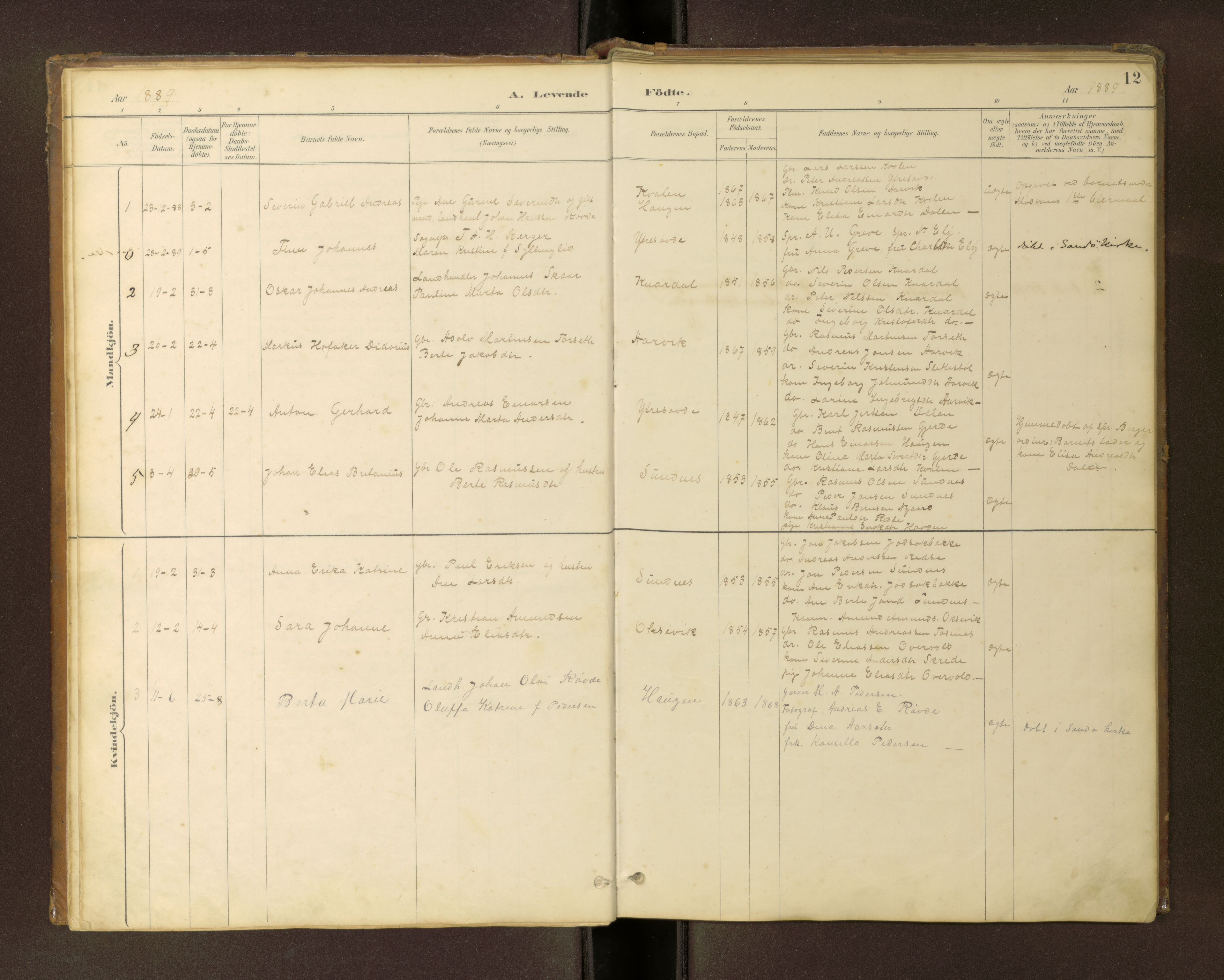 Ministerialprotokoller, klokkerbøker og fødselsregistre - Møre og Romsdal, AV/SAT-A-1454/504/L0060: Klokkerbok nr. 504C02, 1884-1903, s. 12