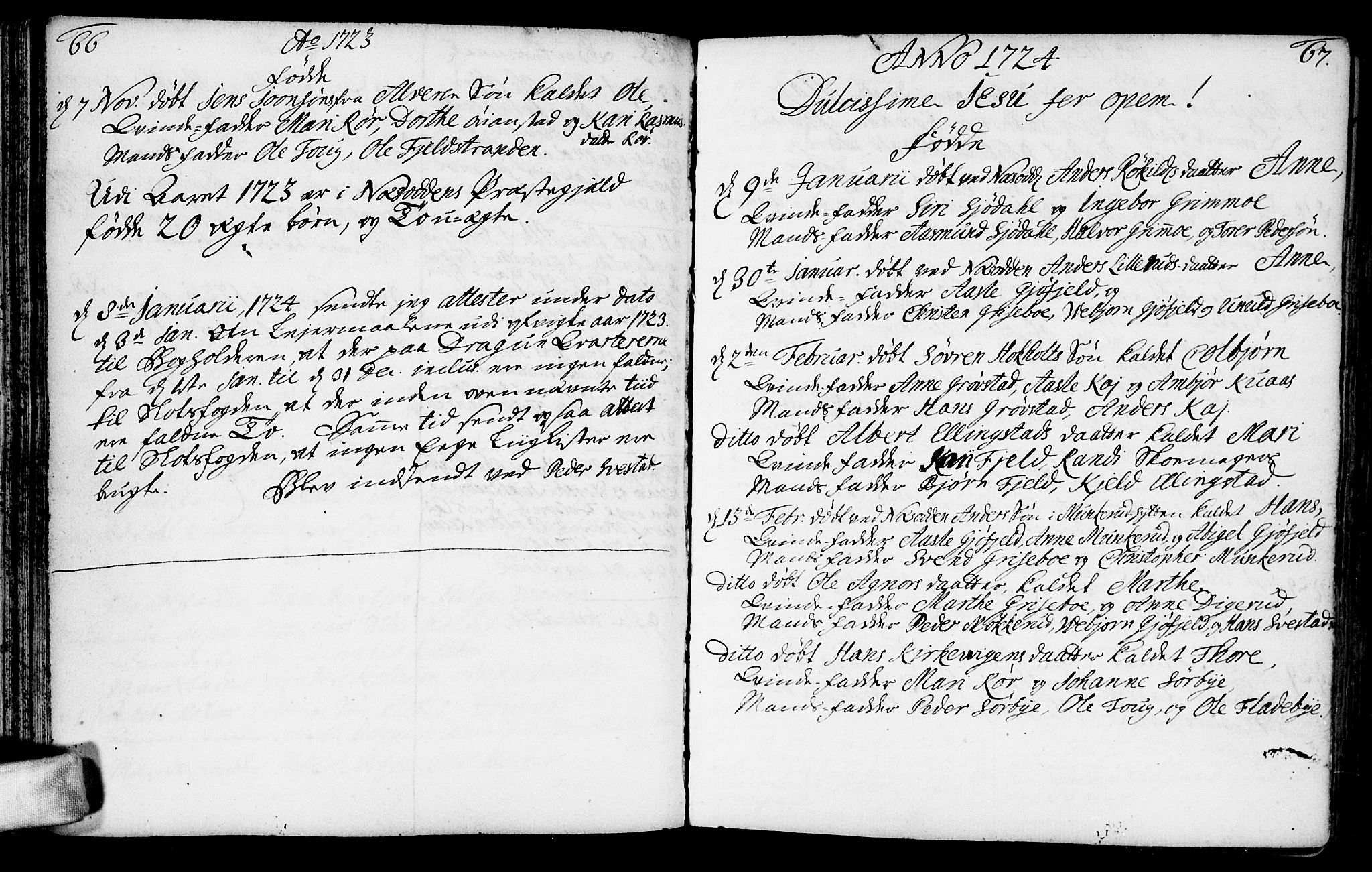 Nesodden prestekontor Kirkebøker, AV/SAO-A-10013/F/Fa/L0001: Ministerialbok nr. I 1, 1709-1750, s. 66-67