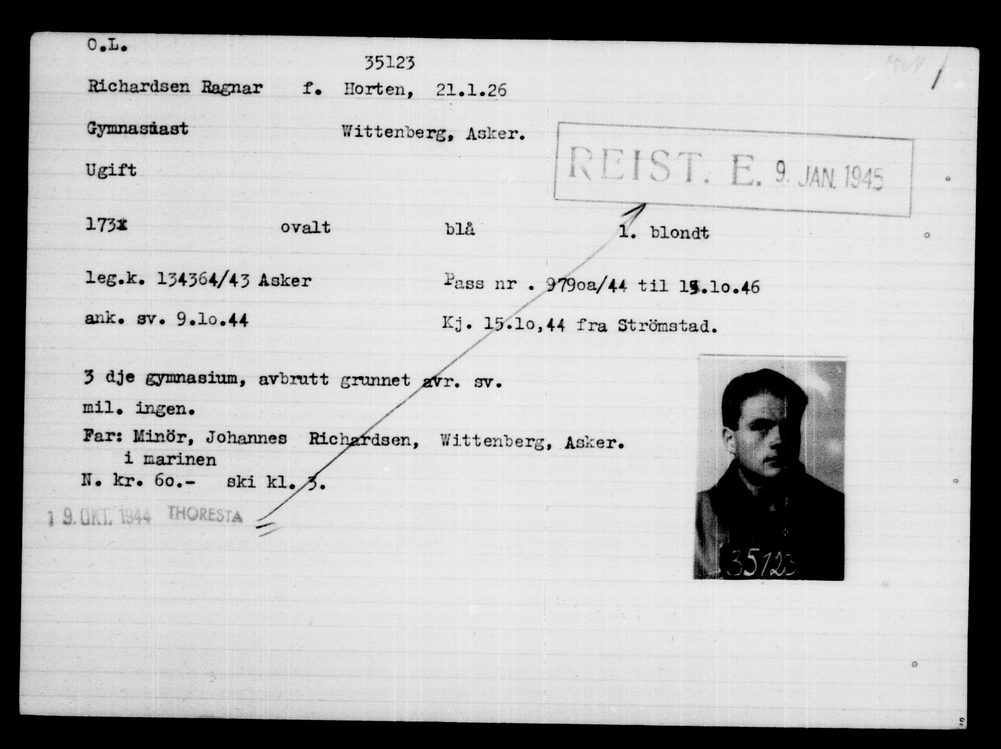 Utenriksstasjonene, Legasjonen i Stockholm, Flyktningkontoret, AV/RA-S-6753/V/Va/L0014: Kjesäterkartoteket, flyktninger med registreringsnr. 34700-37855, 1940-1945, s. 446