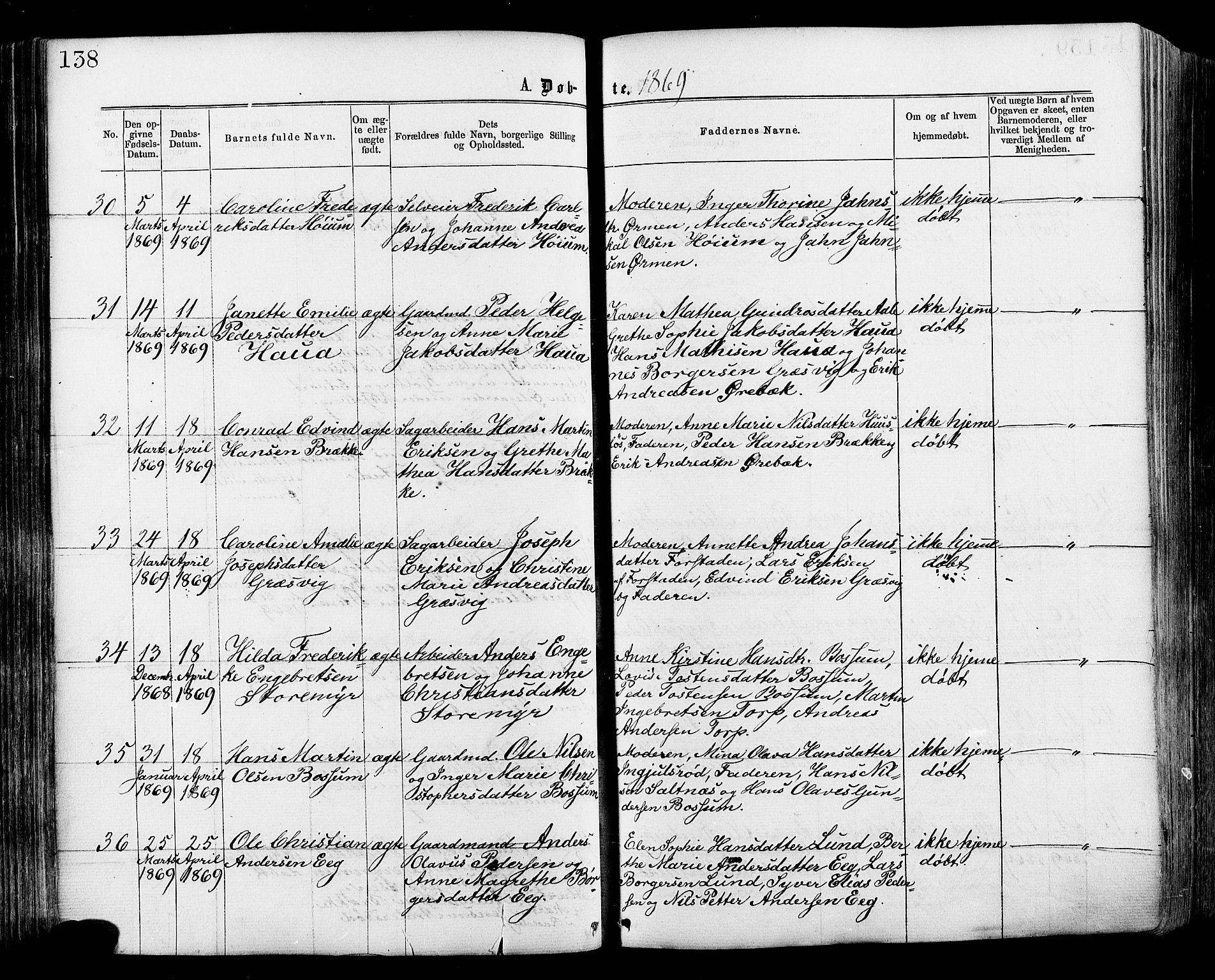 Onsøy prestekontor Kirkebøker, AV/SAO-A-10914/F/Fa/L0004: Ministerialbok nr. I 4, 1861-1877, s. 138