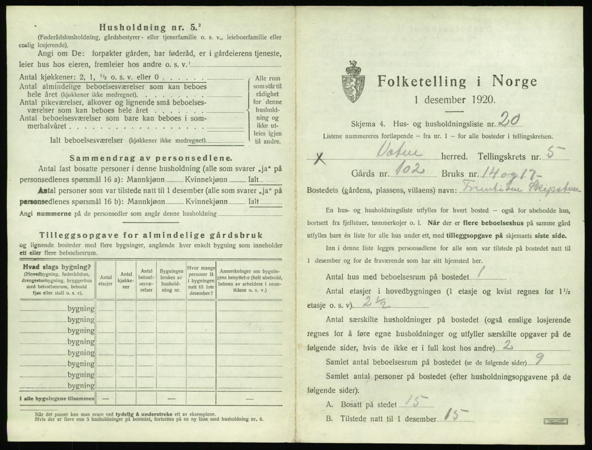 SAT, Folketelling 1920 for 1530 Vatne herred, 1920, s. 330