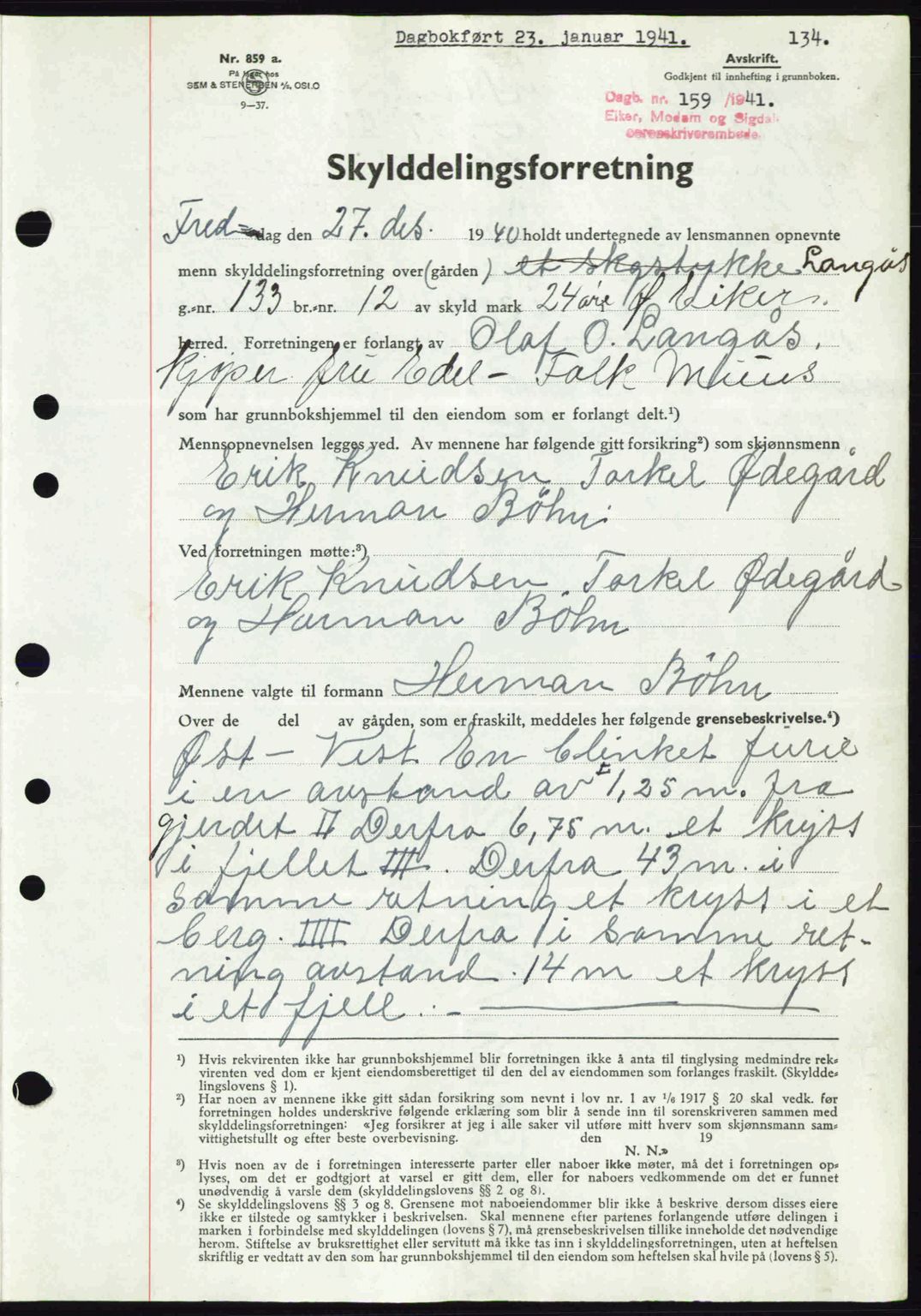 Eiker, Modum og Sigdal sorenskriveri, SAKO/A-123/G/Ga/Gab/L0043: Pantebok nr. A13, 1940-1941, Dagboknr: 159/1941