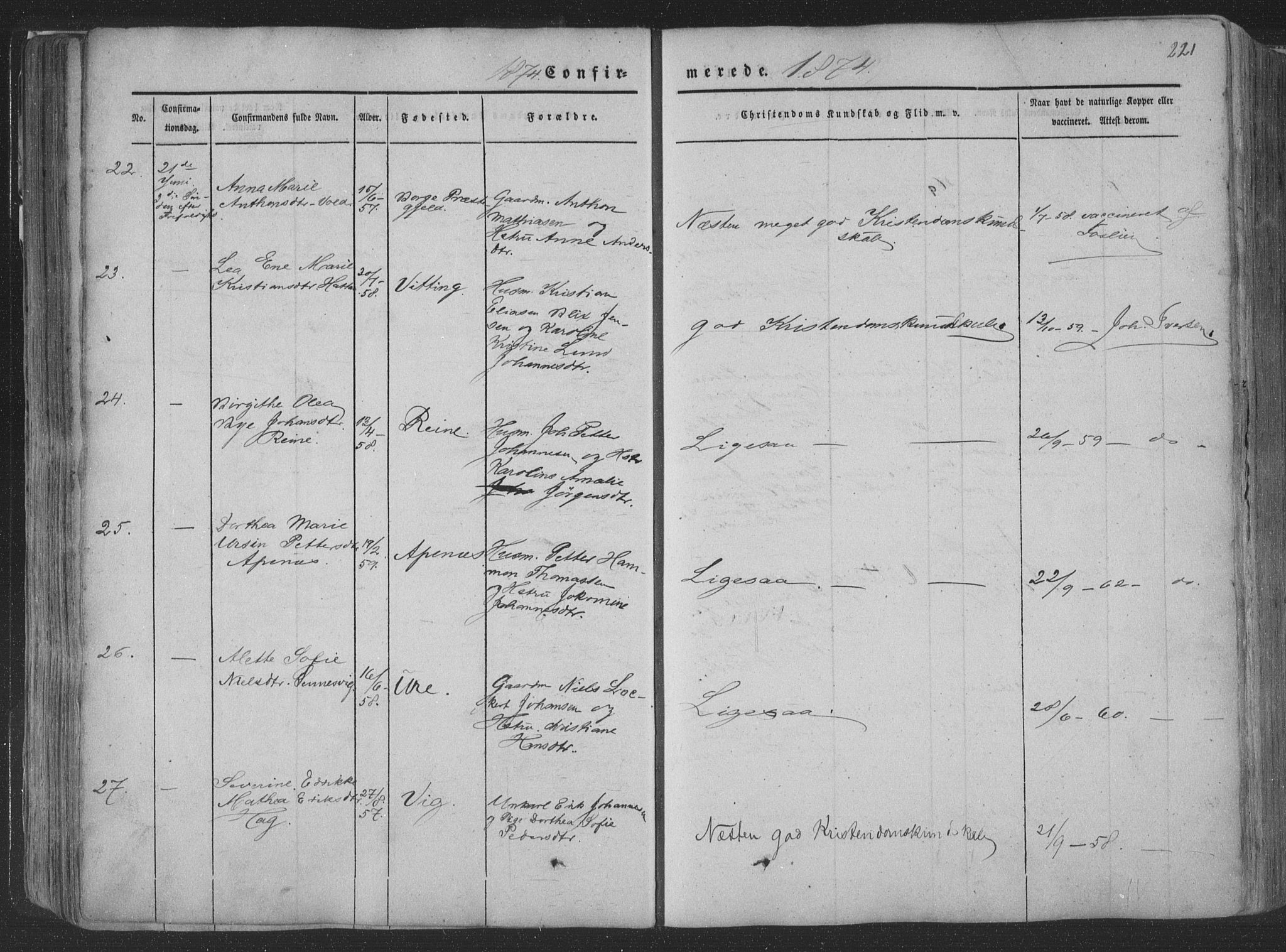 Ministerialprotokoller, klokkerbøker og fødselsregistre - Nordland, AV/SAT-A-1459/881/L1165: Klokkerbok nr. 881C02, 1854-1876, s. 221