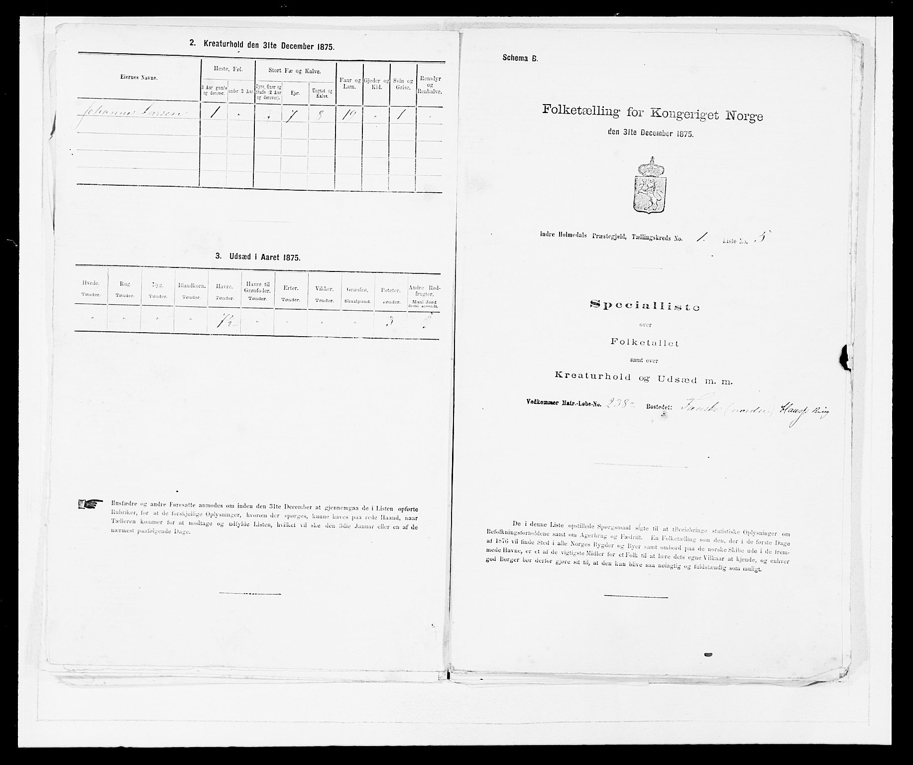 SAB, Folketelling 1875 for 1430P Indre Holmedal prestegjeld, 1875, s. 35