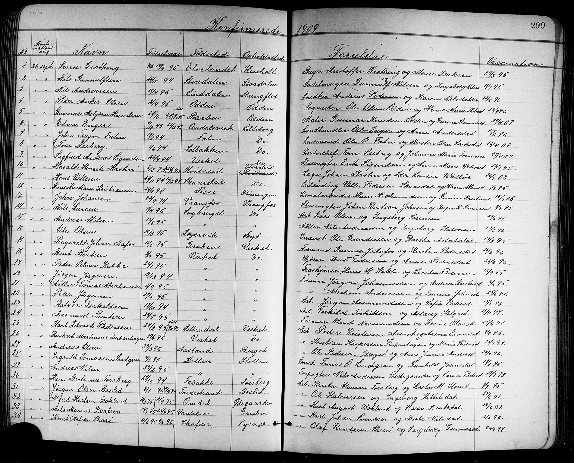 Holla kirkebøker, AV/SAKO-A-272/G/Ga/L0005: Klokkerbok nr. I 5, 1891-1917, s. 299