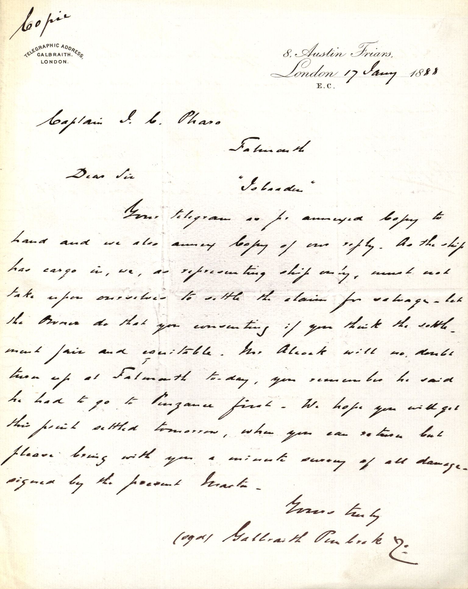 Pa 63 - Østlandske skibsassuranceforening, VEMU/A-1079/G/Ga/L0021/0002: Havaridokumenter / Isbaaden, Ragna, Sylphiden, Nyassa, 1887, s. 7