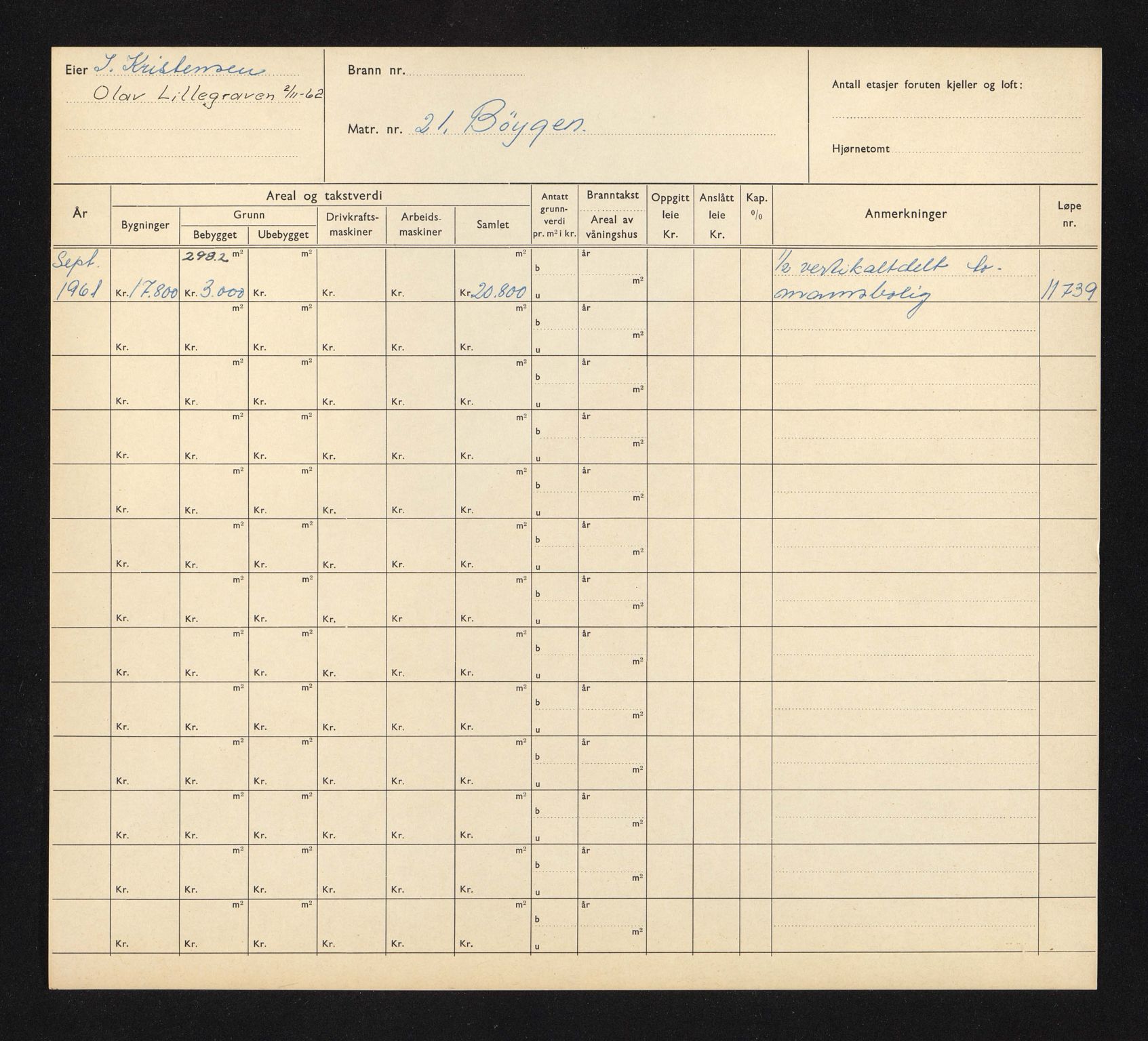 Stavanger kommune. Skattetakstvesenet, BYST/A-0440/F/Fa/Faa/L0008/0003: Skattetakstkort / Bøygen 21 - 44