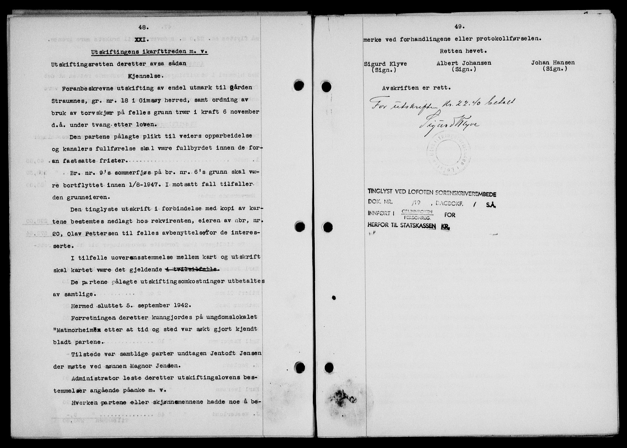 Lofoten sorenskriveri, SAT/A-0017/1/2/2C/L0010a: Pantebok nr. 10a, 1942-1943, Dagboknr: 147/1943