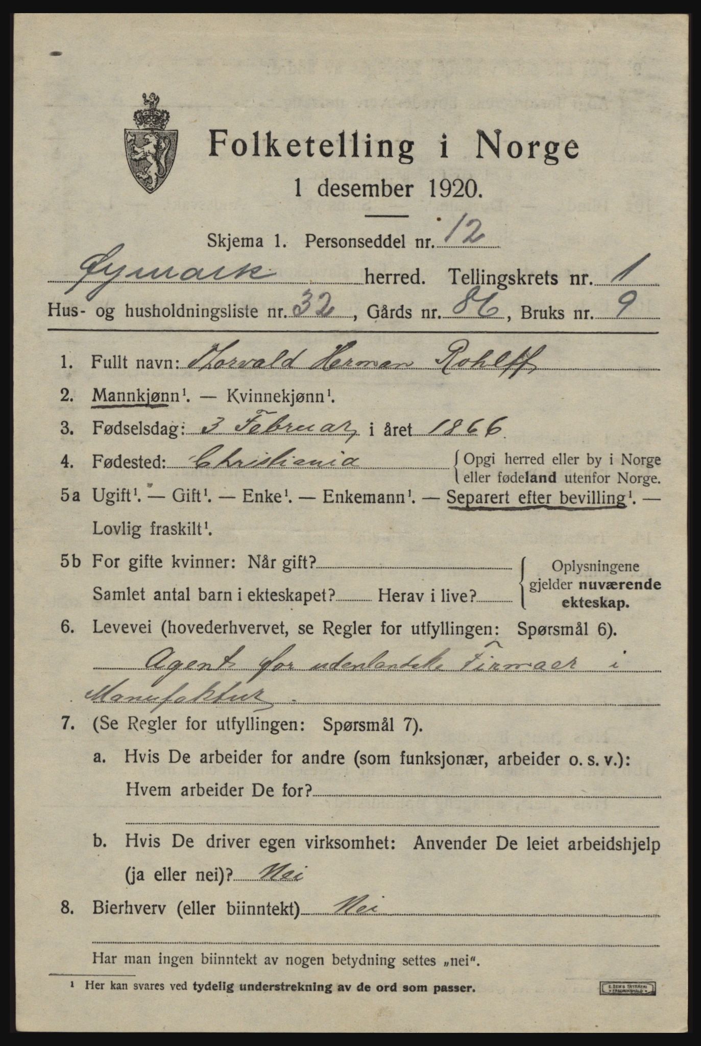 SAO, Folketelling 1920 for 0119 Øymark herred, 1920, s. 1161