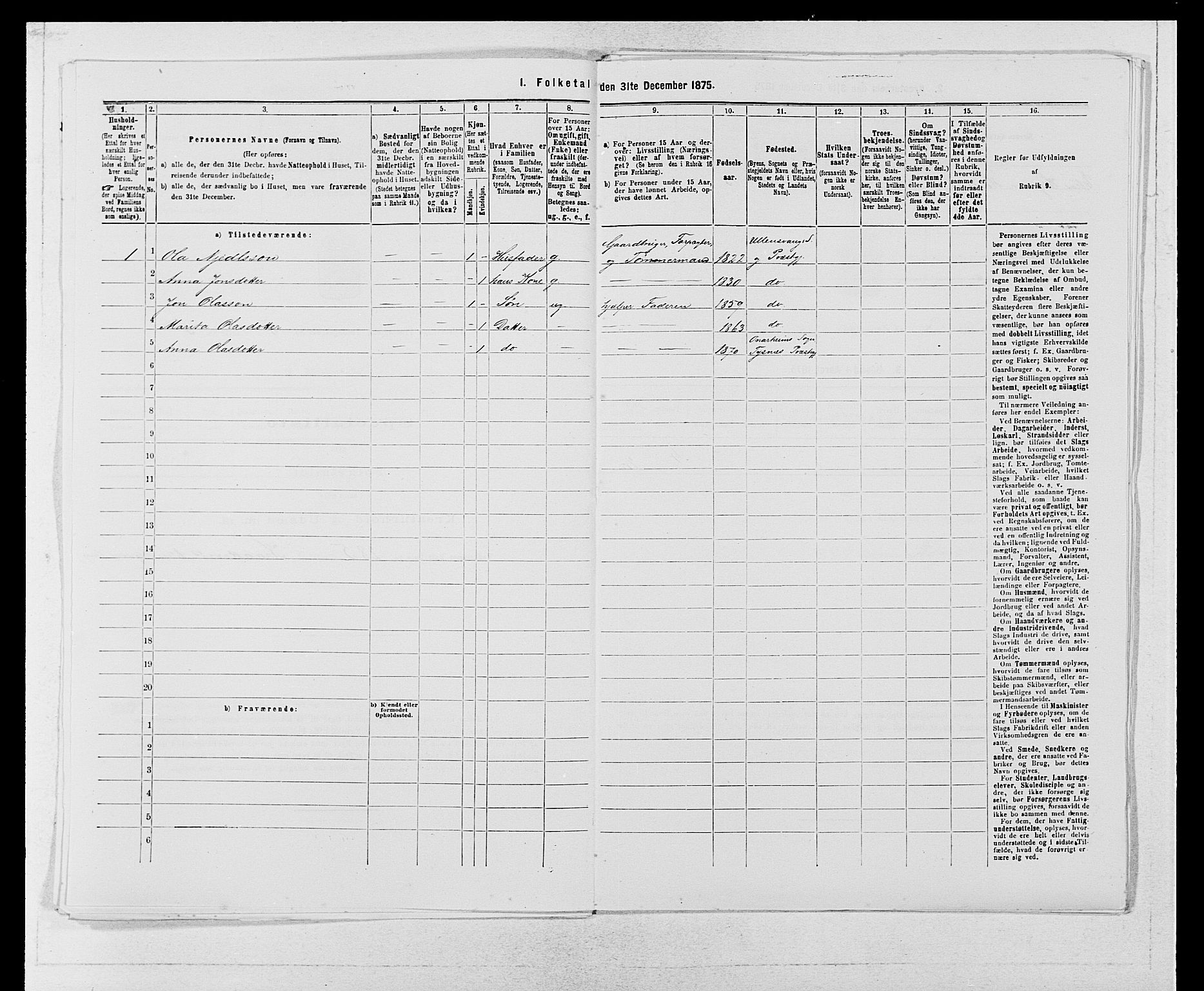 SAB, Folketelling 1875 for 1230P Ullensvang prestegjeld, 1875, s. 751