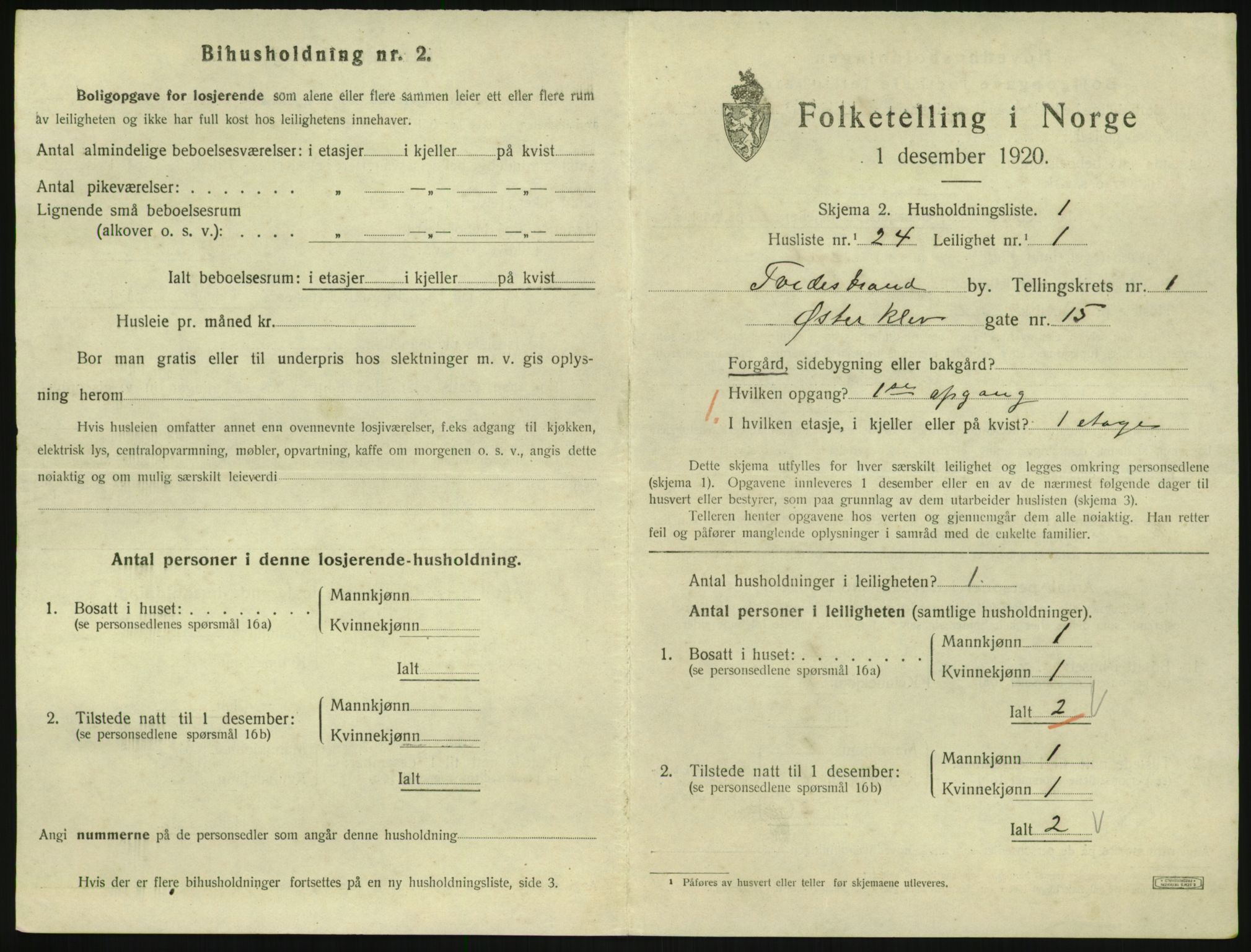 SAK, Folketelling 1920 for 0902 Tvedestrand ladested, 1920, s. 661