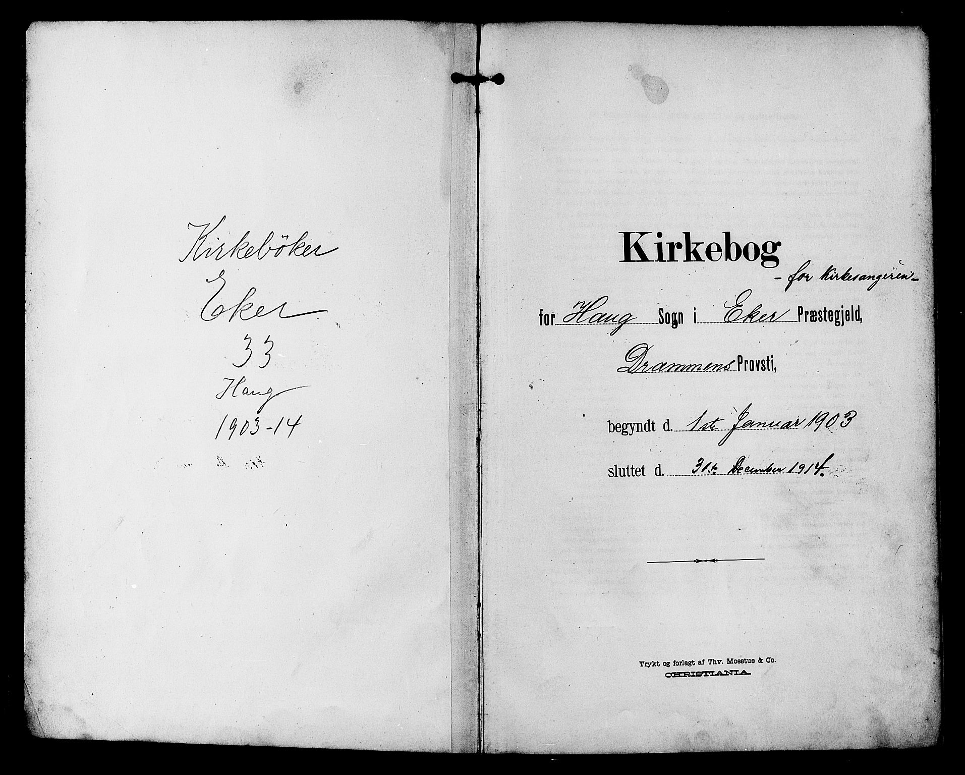 Eiker kirkebøker, SAKO/A-4/G/Ga/L0008: Klokkerbok nr. I 8, 1903-1914
