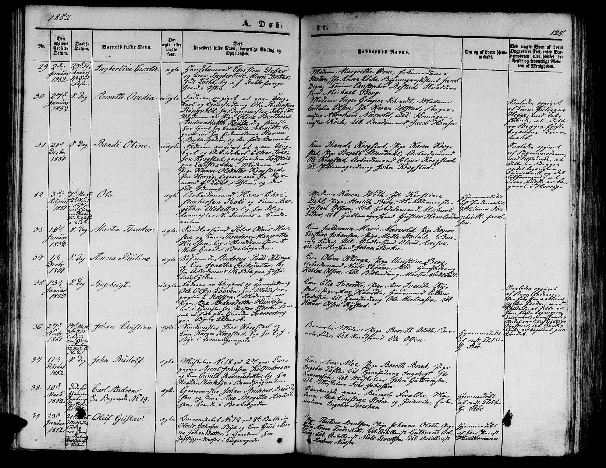 Ministerialprotokoller, klokkerbøker og fødselsregistre - Sør-Trøndelag, SAT/A-1456/602/L0137: Klokkerbok nr. 602C05, 1846-1856, s. 125