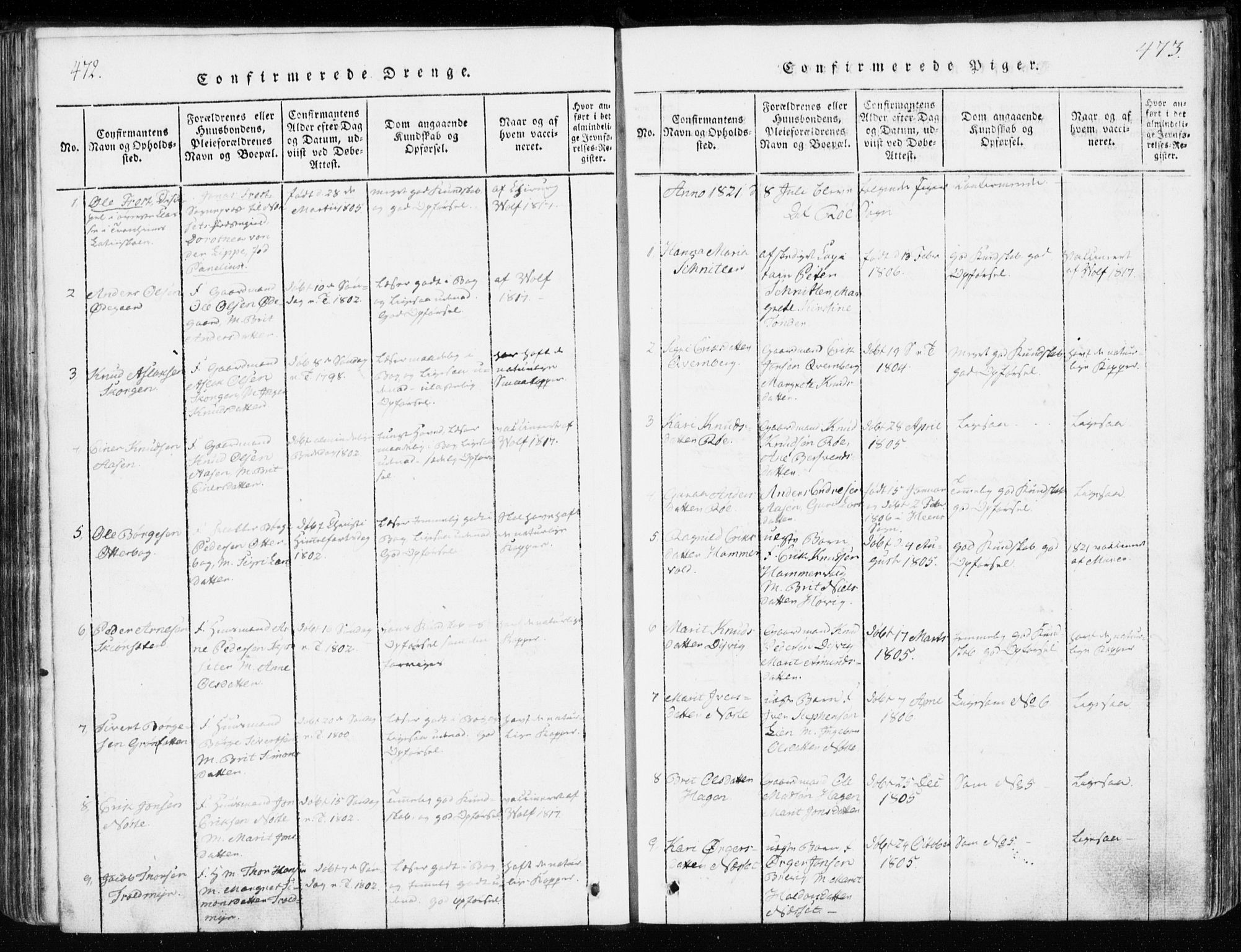 Ministerialprotokoller, klokkerbøker og fødselsregistre - Møre og Romsdal, AV/SAT-A-1454/551/L0623: Ministerialbok nr. 551A03, 1818-1831, s. 472-473